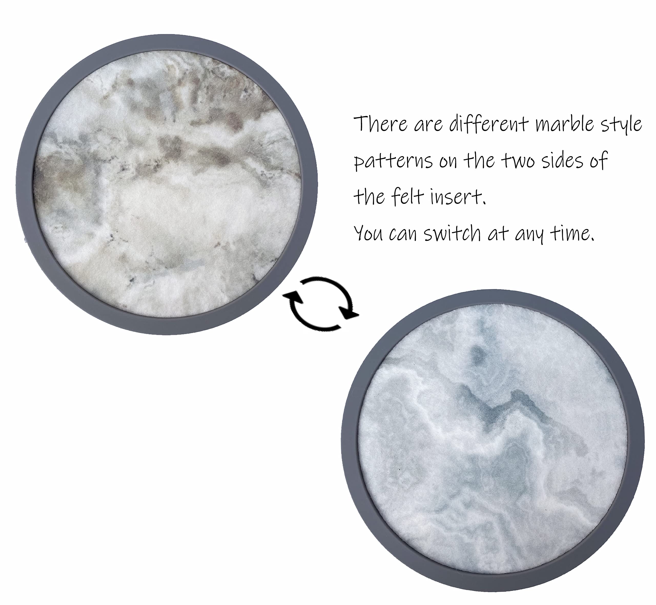 Absorbent Coasters For Drinks With Holder - 6Packs, Silicone Coasters With Soft Felt Insert (4.3 Inch Coasters With 4.5 Inch Hol