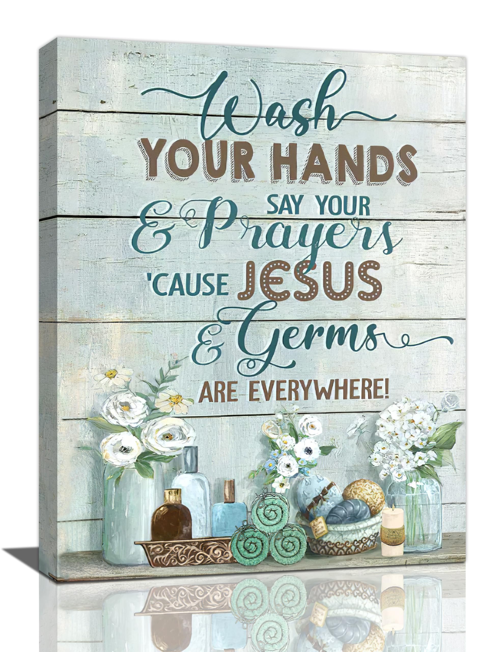 Shuweienphant Farmhouse Bathroom Wall Art Flower Pictures Wall Decor Bathroom Rules Inspirational Quotes Canvas Painting Print A