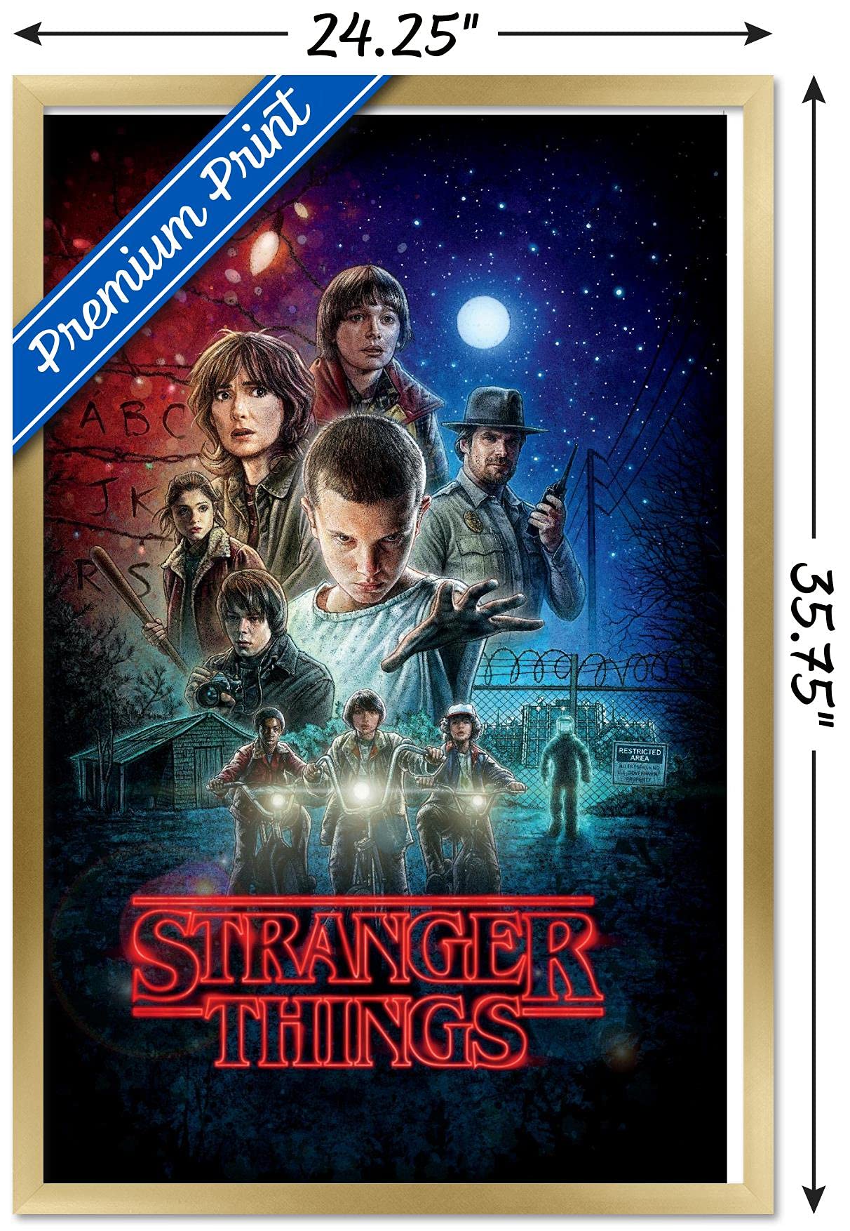 Trends International Netflix Stranger Things - One Sheet Wall Poster, 22.37'' X 34.00'', Gold Framed Version