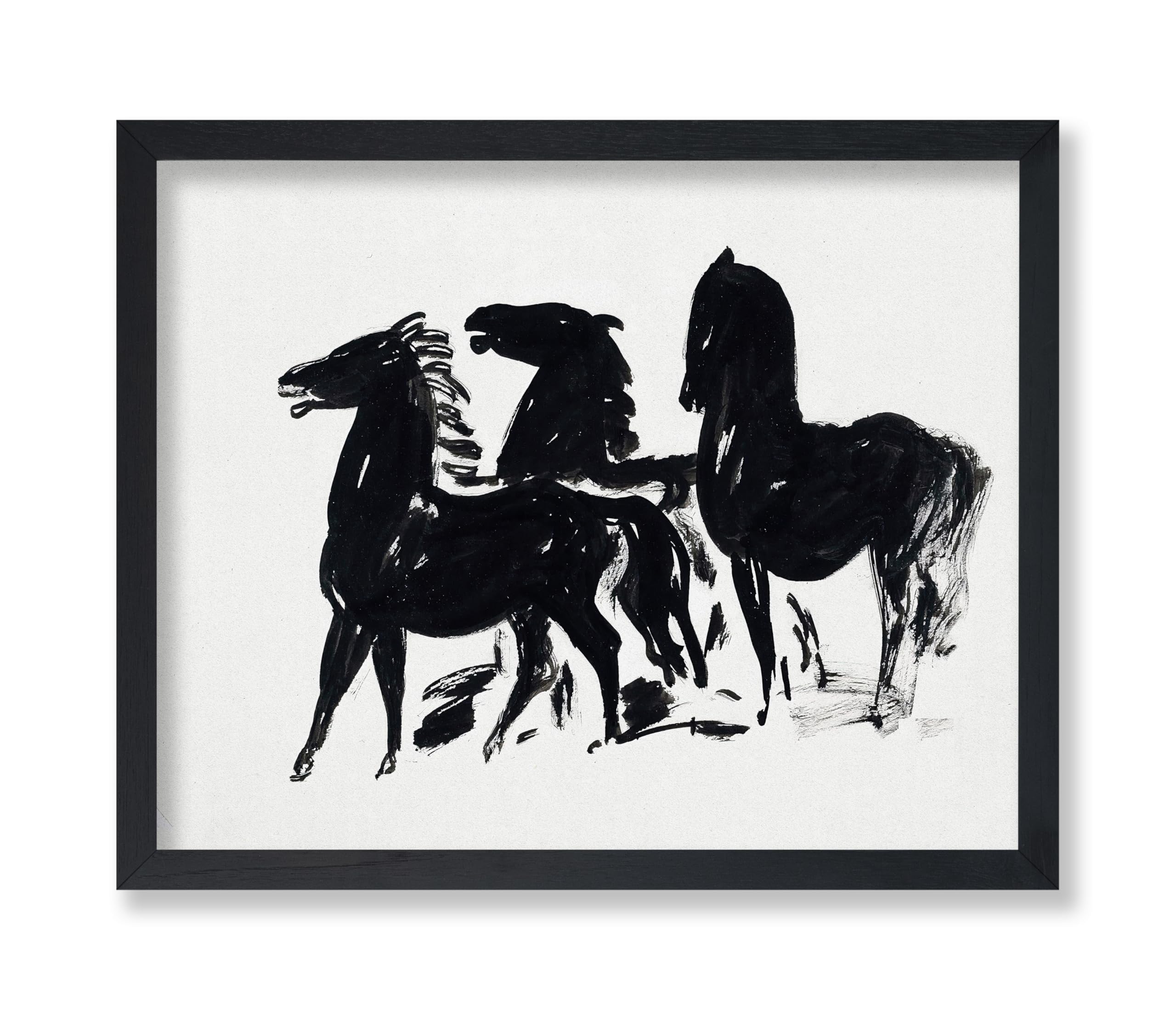 Poster Master Vintage Black Horse Poster - Charcoal Sketch Print - Gift for Equestrian, Veterinarian, Animal Lover - Minimalist 