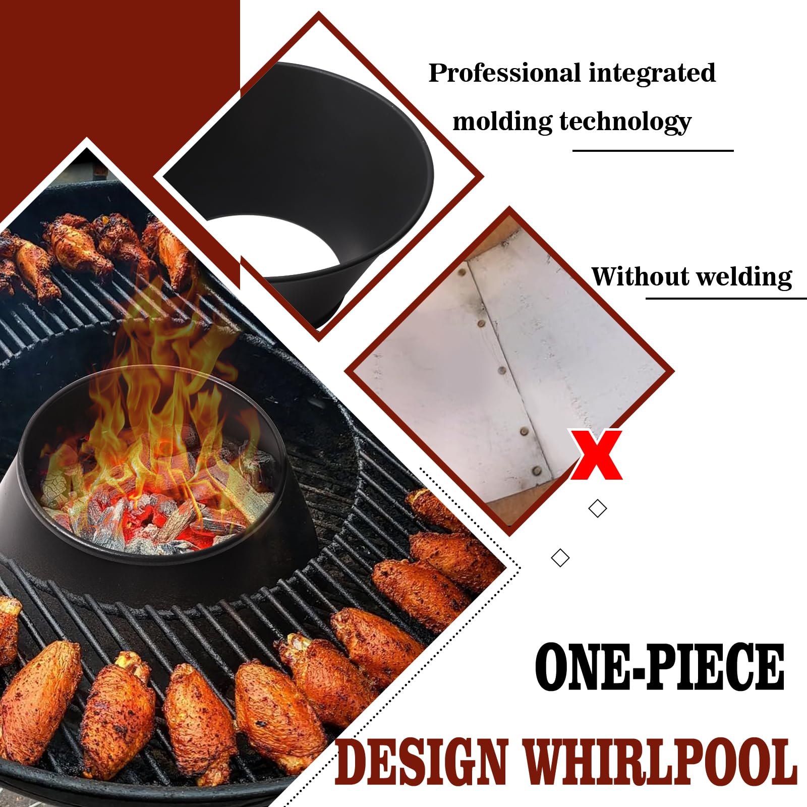 Bbq Whirlpool For Weber For Weber 22,26.75 Inches Wsm Weber Smokey Mountain,Double Rolled Edge, Kettle Grill Accessories Fit Kam