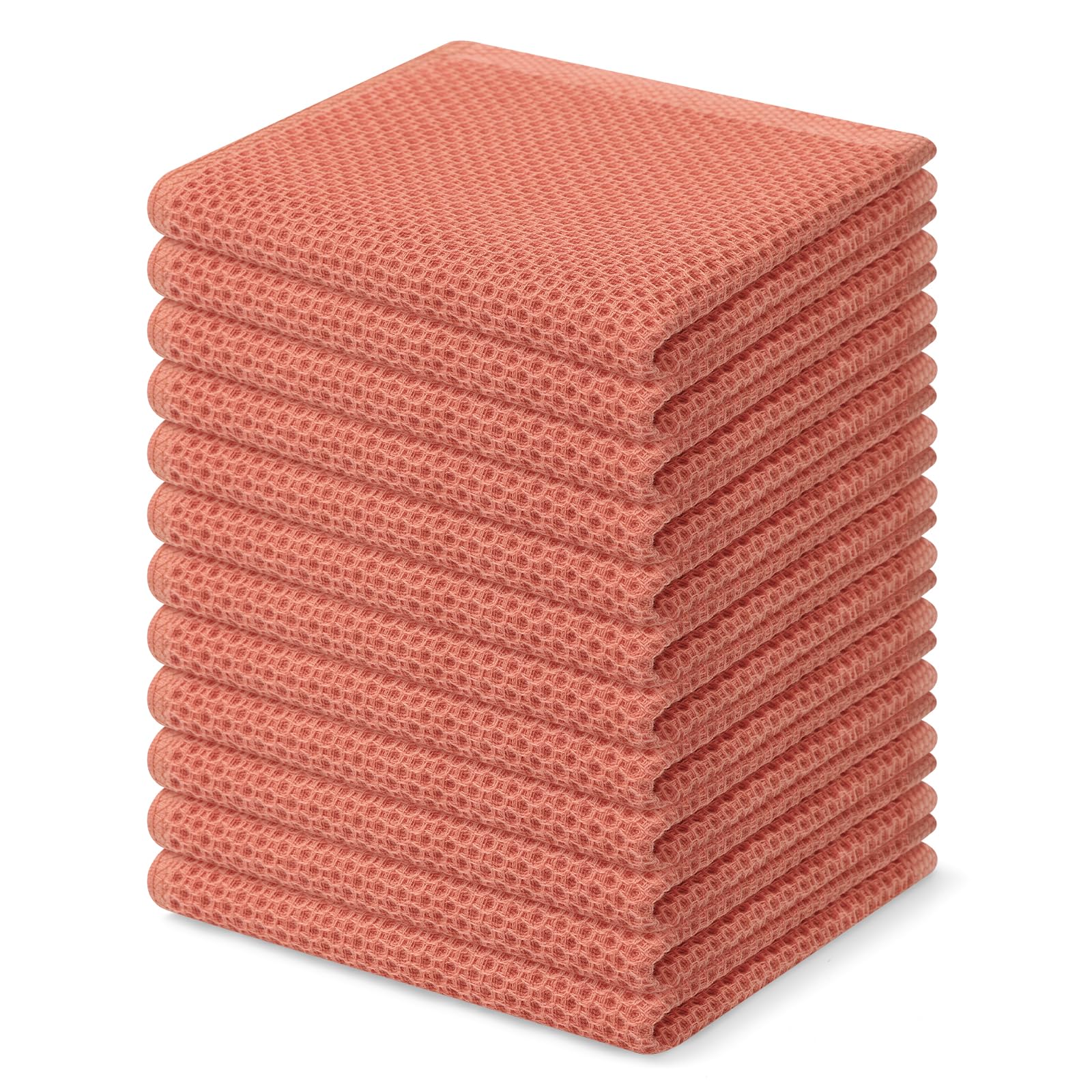 Homaxy 100% Cotton Waffle Weave Kitchen Dish Cloths, Ultra Soft Absorbent Quick Drying Dish Towels, 12 x 12 Inches, 12-Pack, Cor