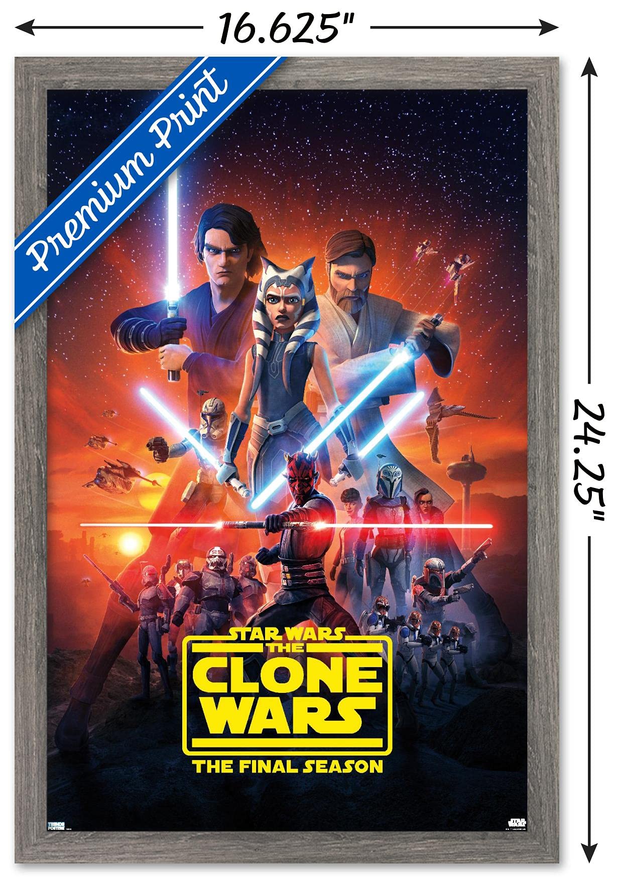 Trends International Star Wars: The Clone Wars - Season 7 Key Art Wall Poster, 14.725'' X 22.375'', Barnwood Framed Version