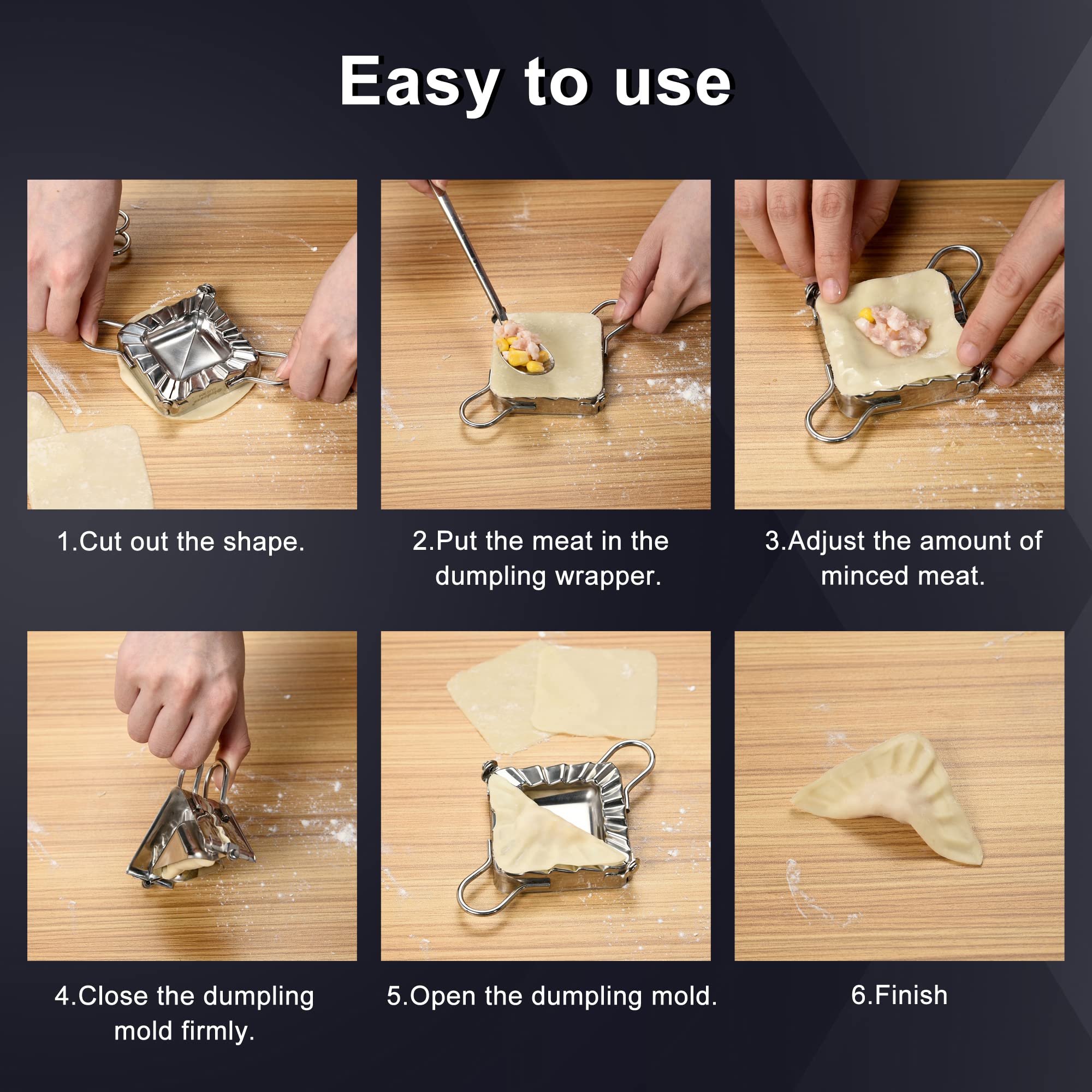 Warmhut 2Pcs Stainless Steel Square-Shaped Dumplings Maker - Chinese Traditional Manual Dumplings Molds - For Empanada Pierogi D