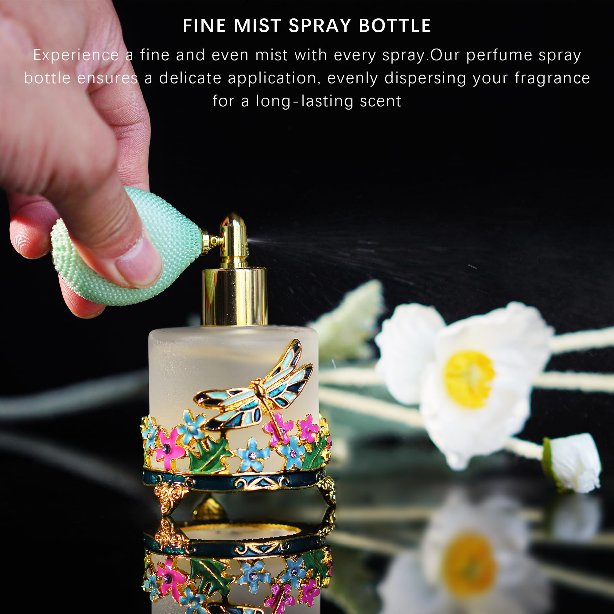 Yu Feng 18Ml Frosted Refillable Perfume Bottle Round Glass Perfume Spray Bottle Hand-Painted Empty Travel Perfume Atomizer Gift