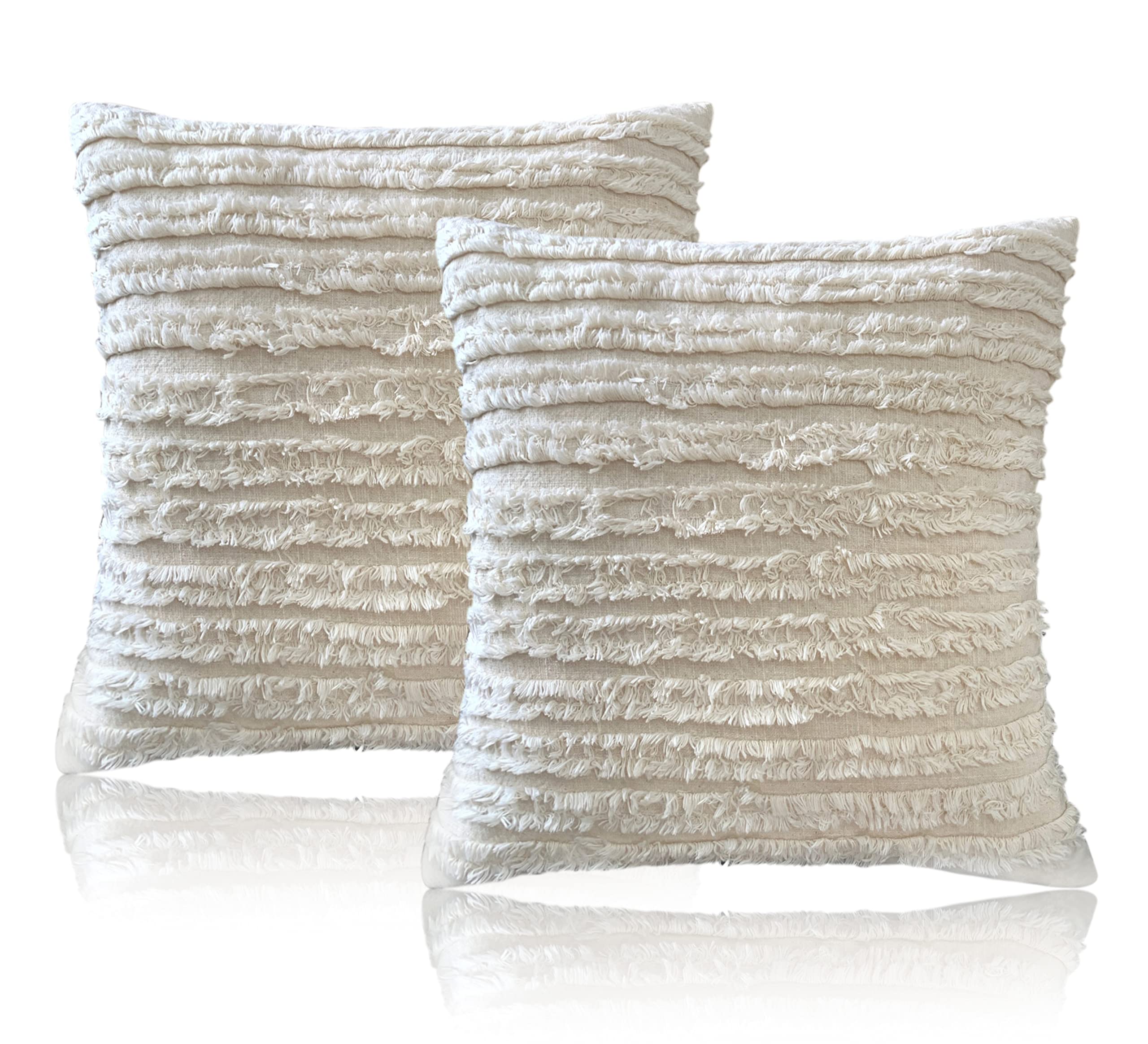 Mosey Cushion Cover 14 Inch X 14 Inch Set Of 2 | Boho 14X14 Cushion Covers | Neutral 14X14 Pillow Cover