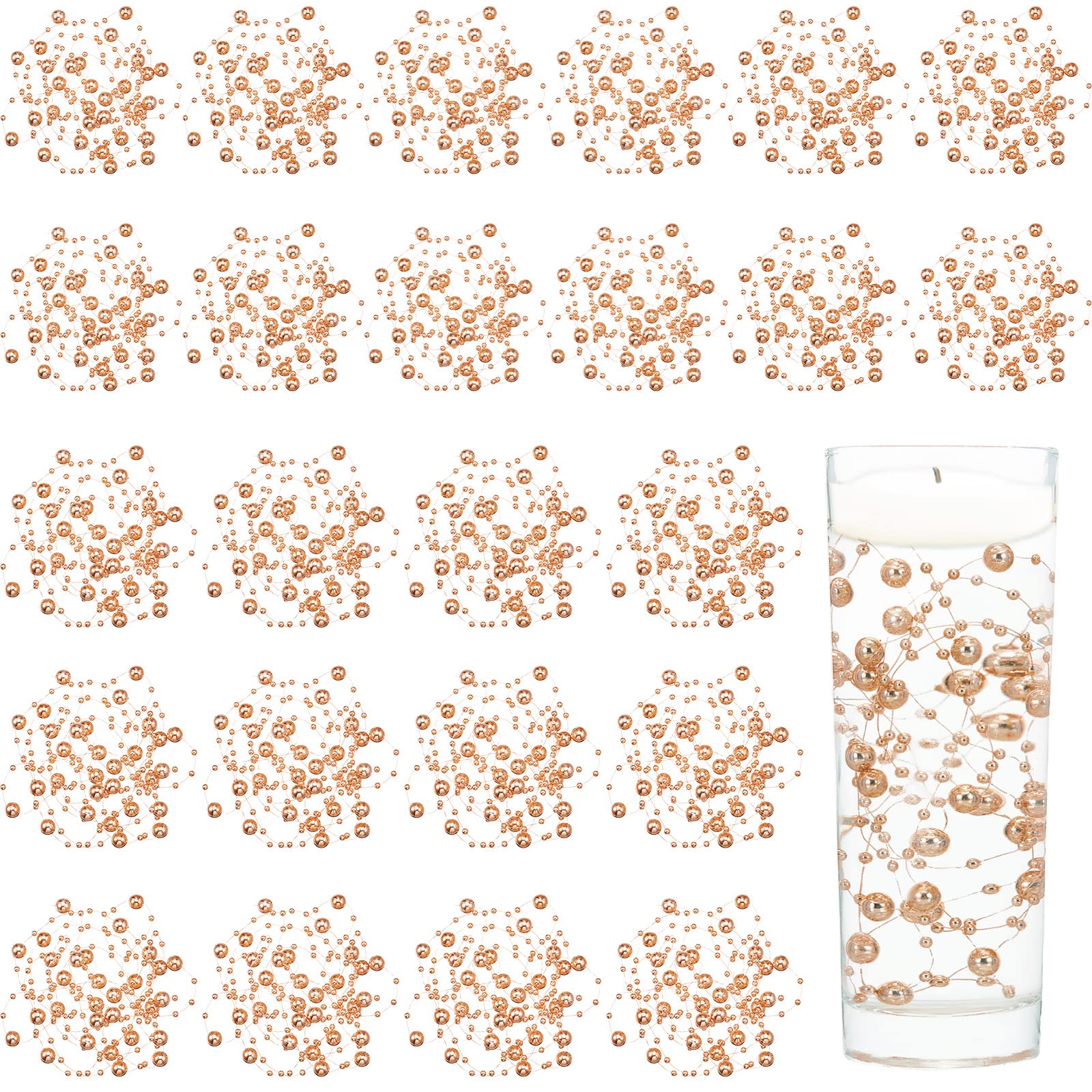 24 Pcs Artificial Pearl String for Floating Candle Faux Pearls Beads String Pearl Party Garland Decoration for Vases Filler Wedd