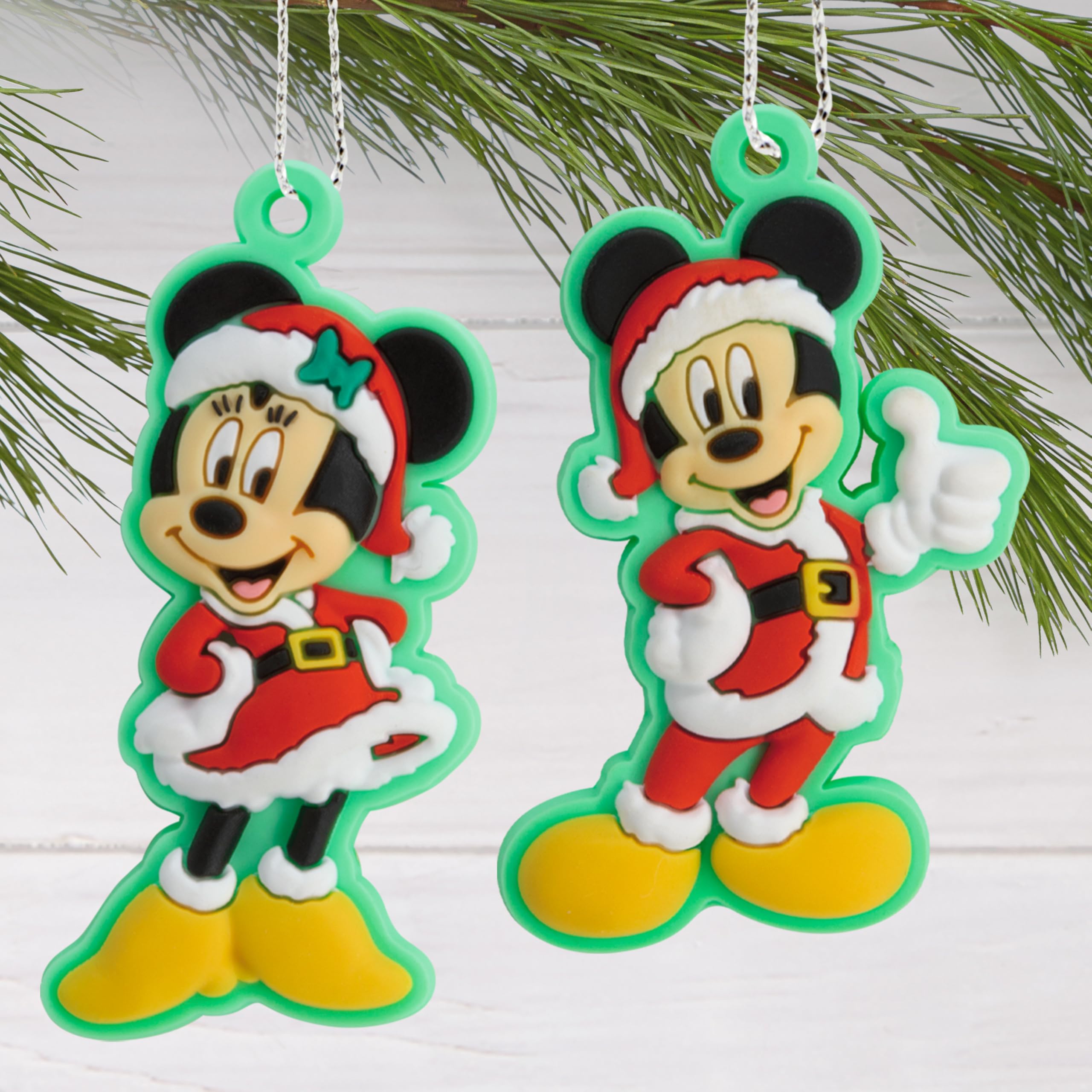 Hallmark Disney Mickey and Minnie Mouse 5 Miniature Christmas Tree Topper and Mini Ornaments, Set of 5, Shatterproof