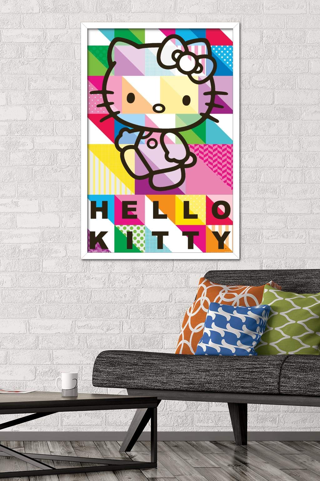 Trends International Hello Kitty - Patterns Wall Poster, 22.375'' X 34'', White Framed Version