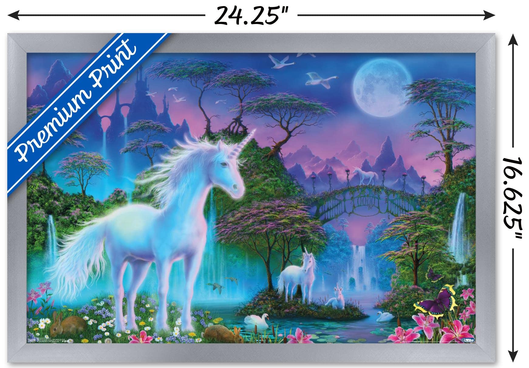 Trends International Unicorn Meadow Wall Poster, 14.725'' X 22.375'', Silver Framed Version
