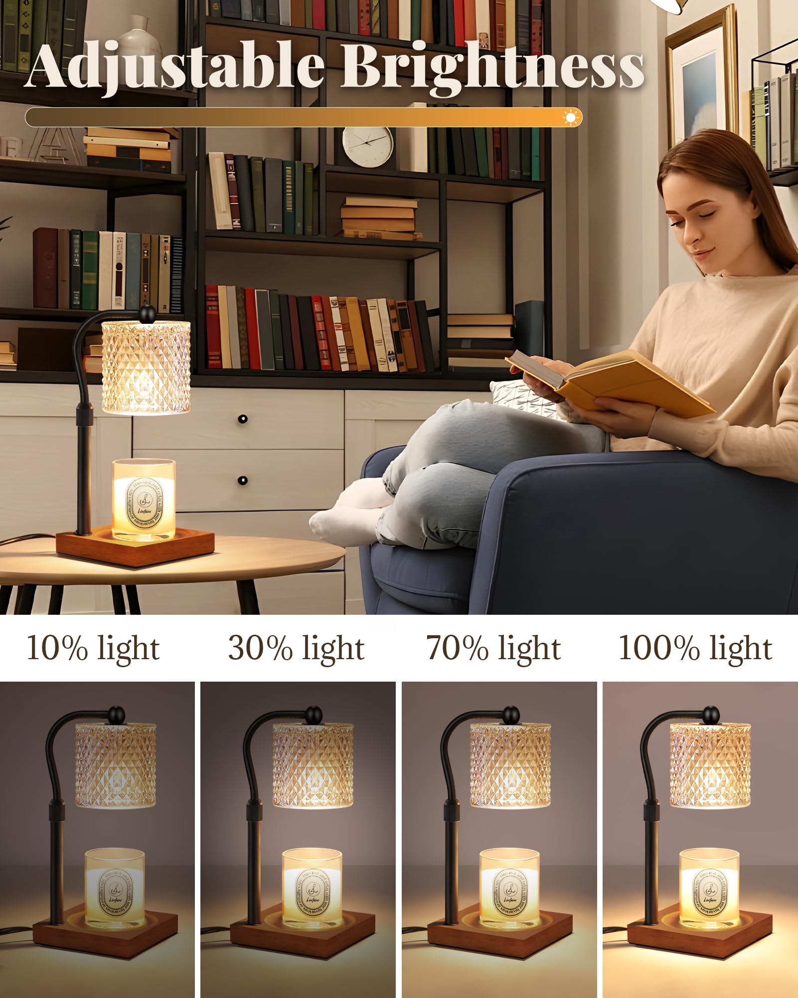 Linstaine Candle Warmer Lamp with Timer Dimmer Adjustable Height, Birthday Housewarming New Home Decor Gifts for Women, Electric