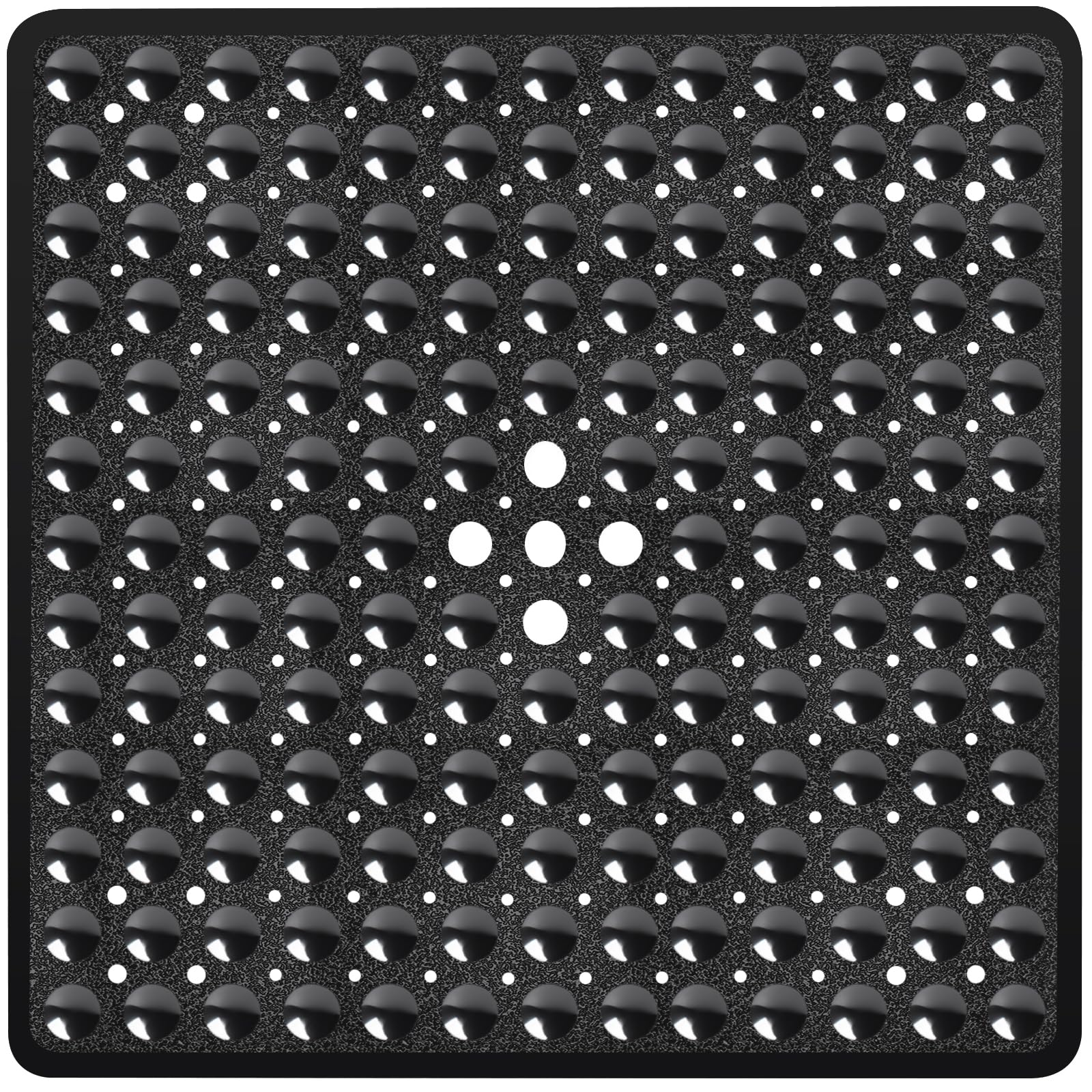 Naoloture Black Square Shower Bathtub Mat Non Slip 21X21 Inch, Soft Bath Mat For Inside Shower Tub, Shower Stall Mats For Bathro