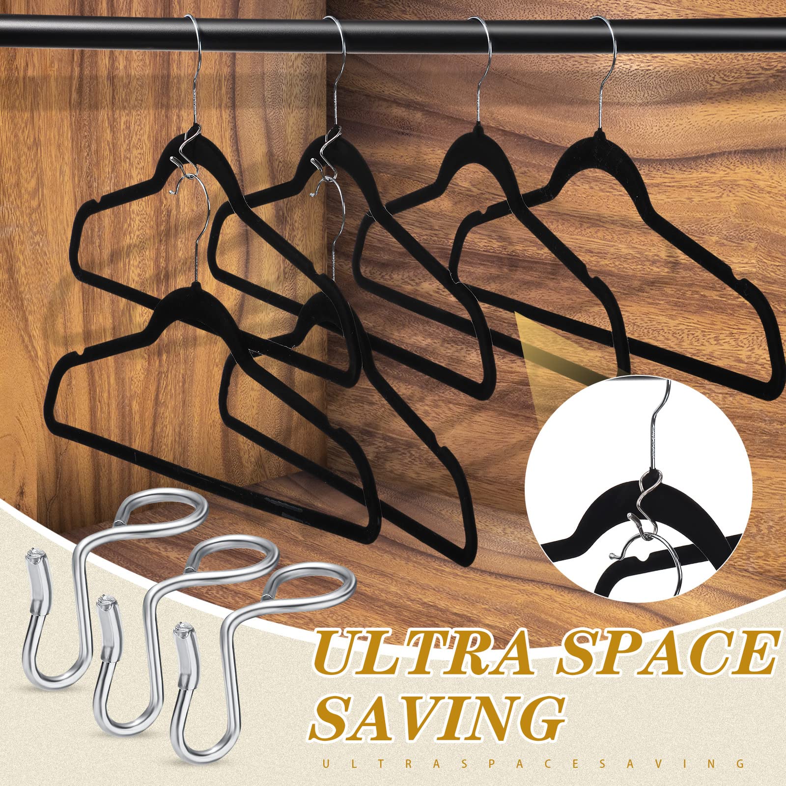 50 Pieces Clothes Hanger Connector Hooks, Metal Hanger Extender Hooks Hanger Hooks For Velvet Hangers Plastic Wooden Closet Spac