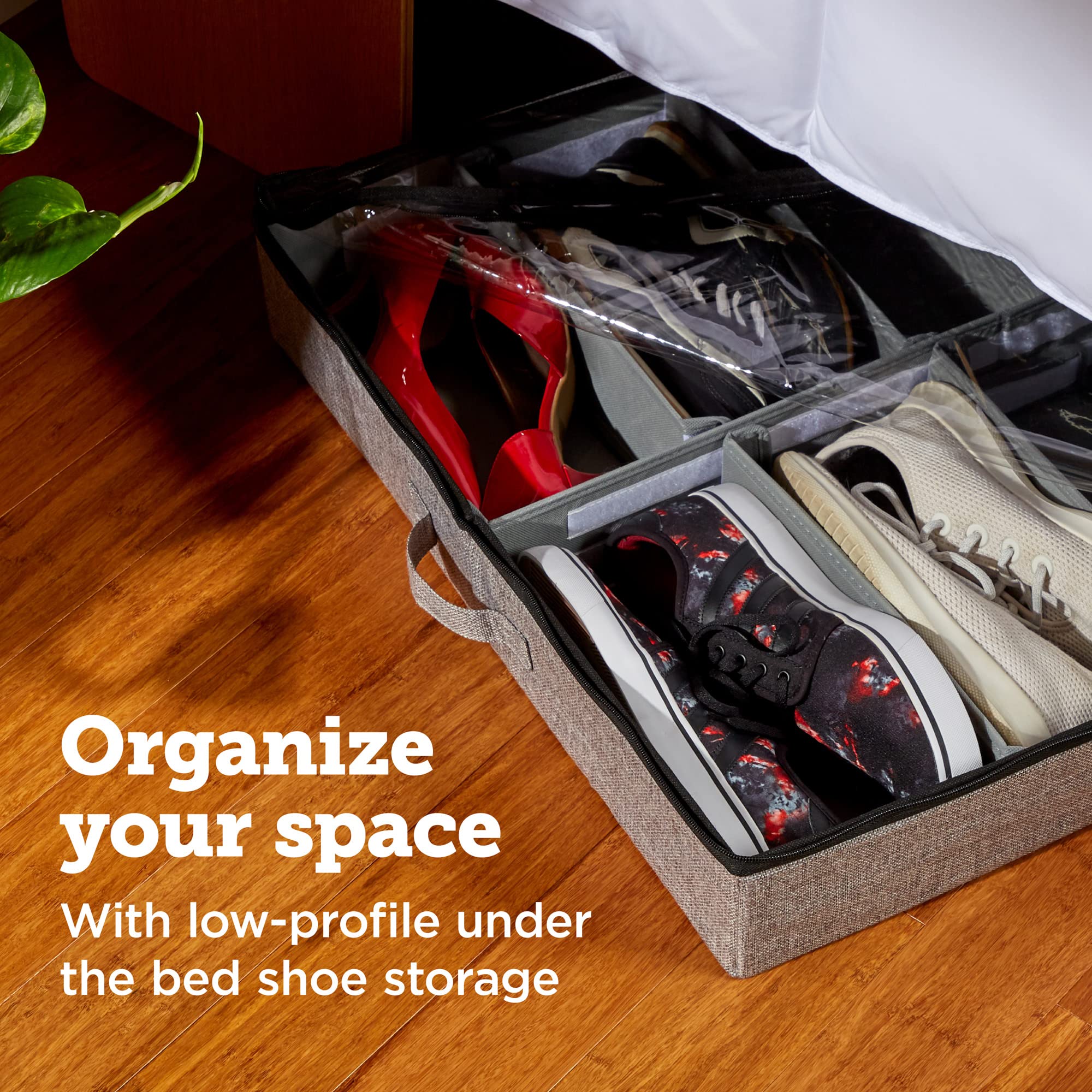 storageLAB Slim Under Bed Storage Containers, Closet Organizers and Storage Bins, 2 Pack Underbed Storage for Shoes, Sturdy Hand