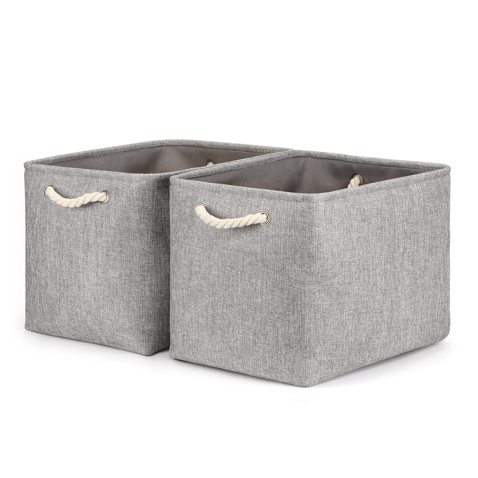 Bidtakay Grey Baskets [2-Pack] Shelf Baskets For Storage 16'' X 11.8'' X 11.8'' Large Fabric Rectangular Decorative Storage Bask