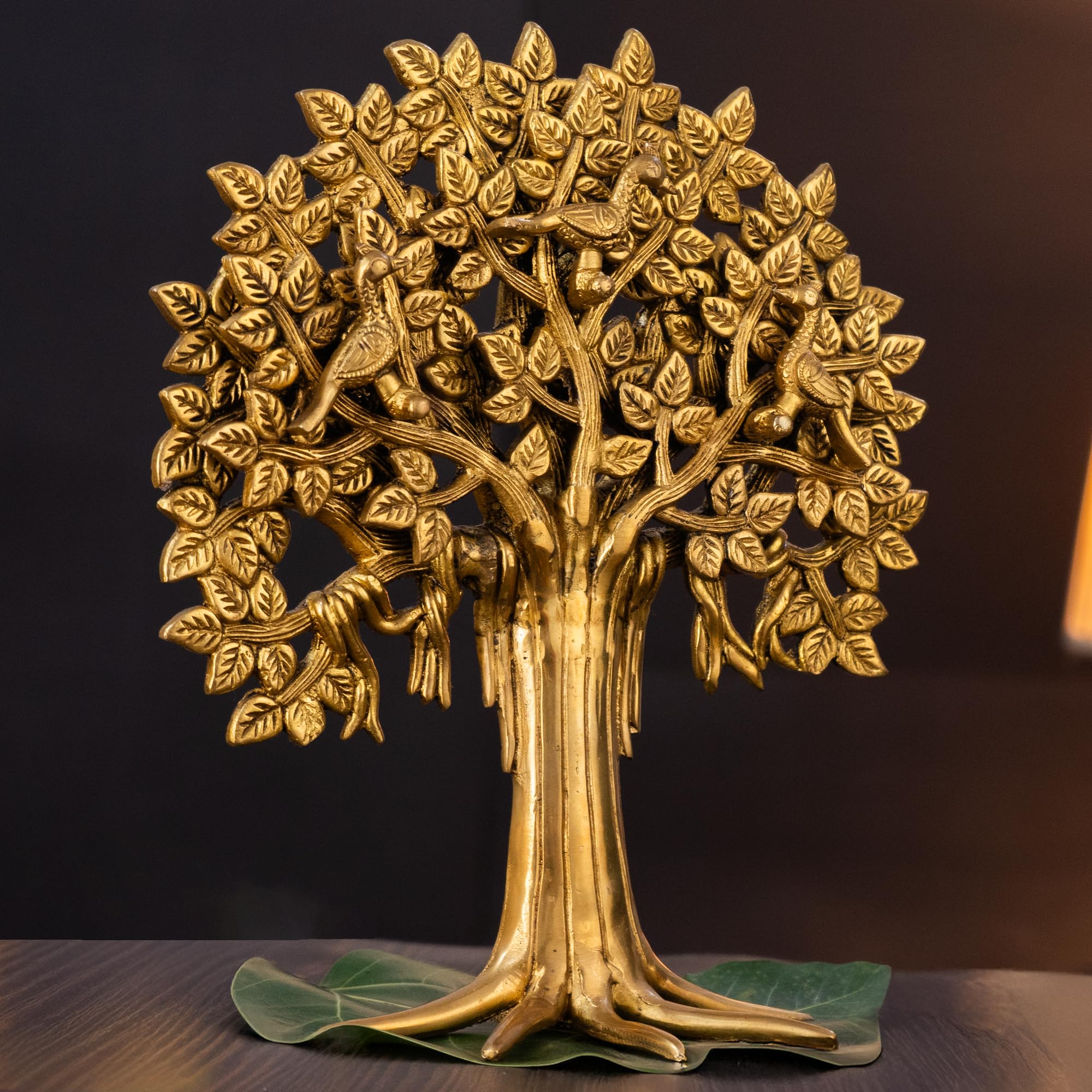 The Advitya Kalpvriksha Brass Tree Vastu Feng Shui Table Or Home Decor Showpiece Decorative Item For Wealth Good Luck Success Of