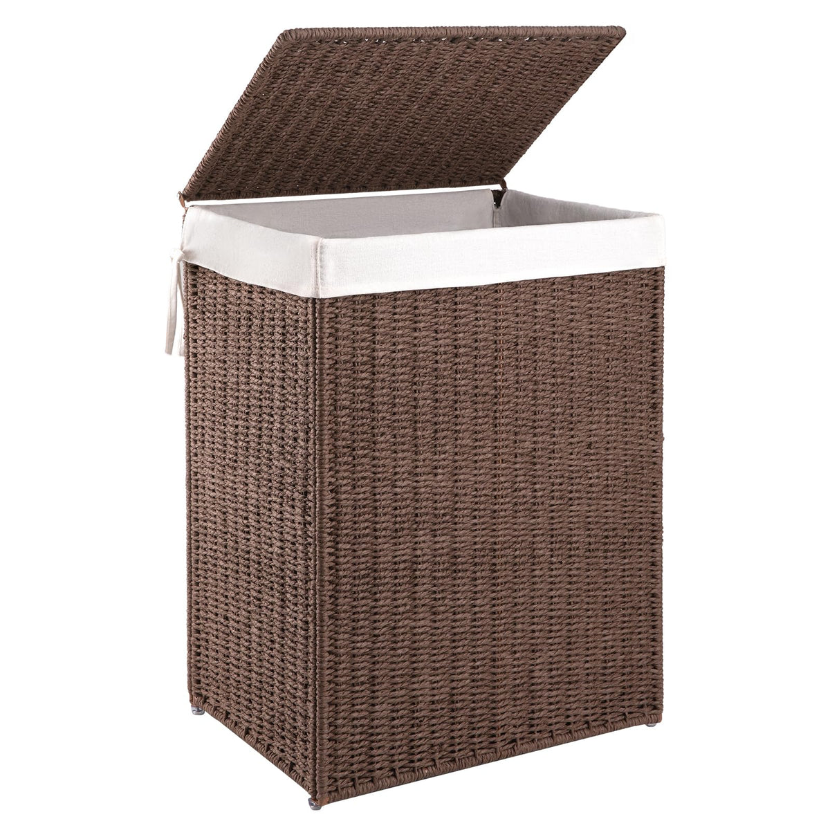 Oiahomy Laundry Hamper With Lid, 23.8 Gal (90L) Wicker Hamper With Removable Liner Bags, Handwoven Clothes Hamper With Handles,