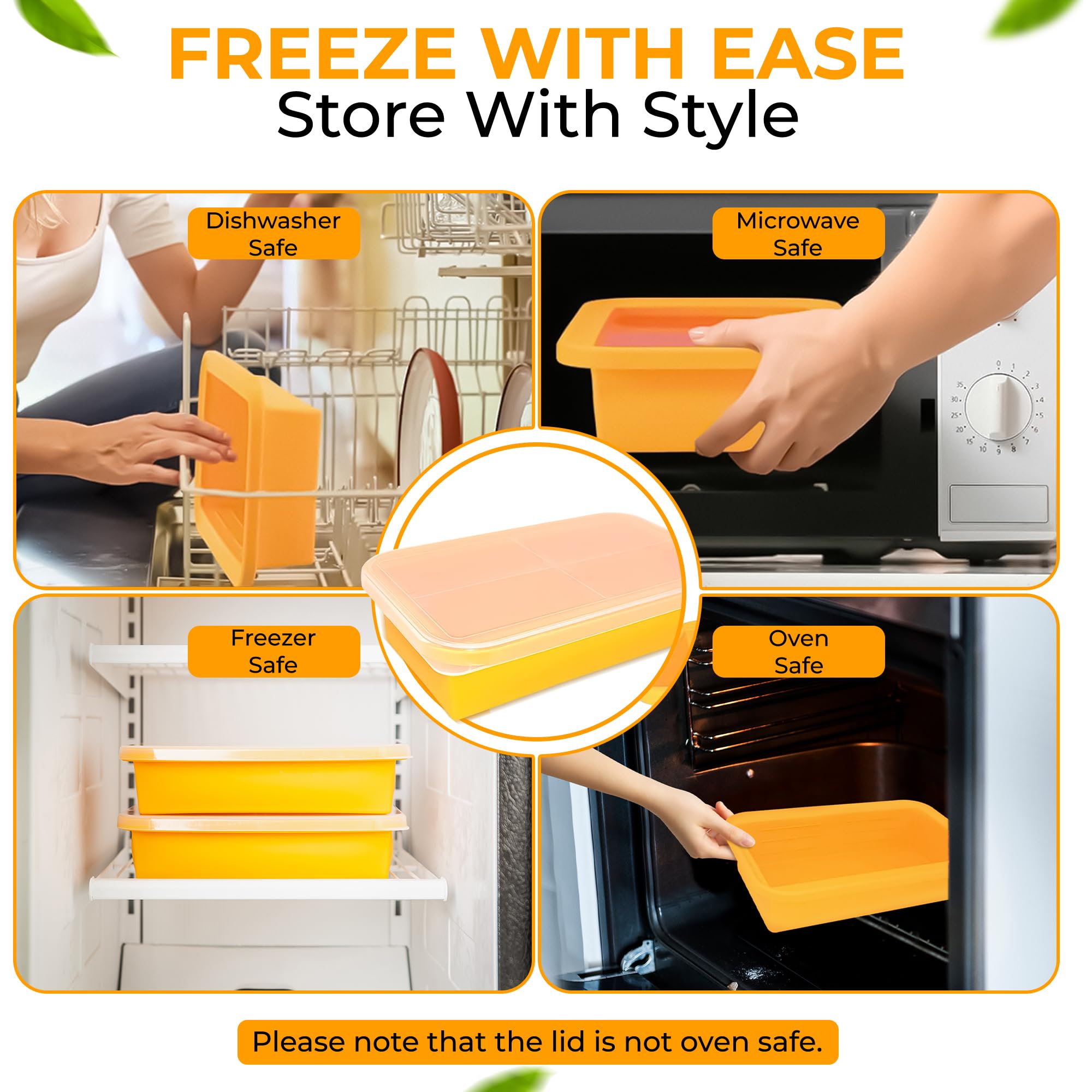 (2 Pack) Large Silicone Freezer Containers For Soup, Pasta Sauce, Leftovers, Broth & More - 6 Cup Reusable Bpa Free Non Plastic