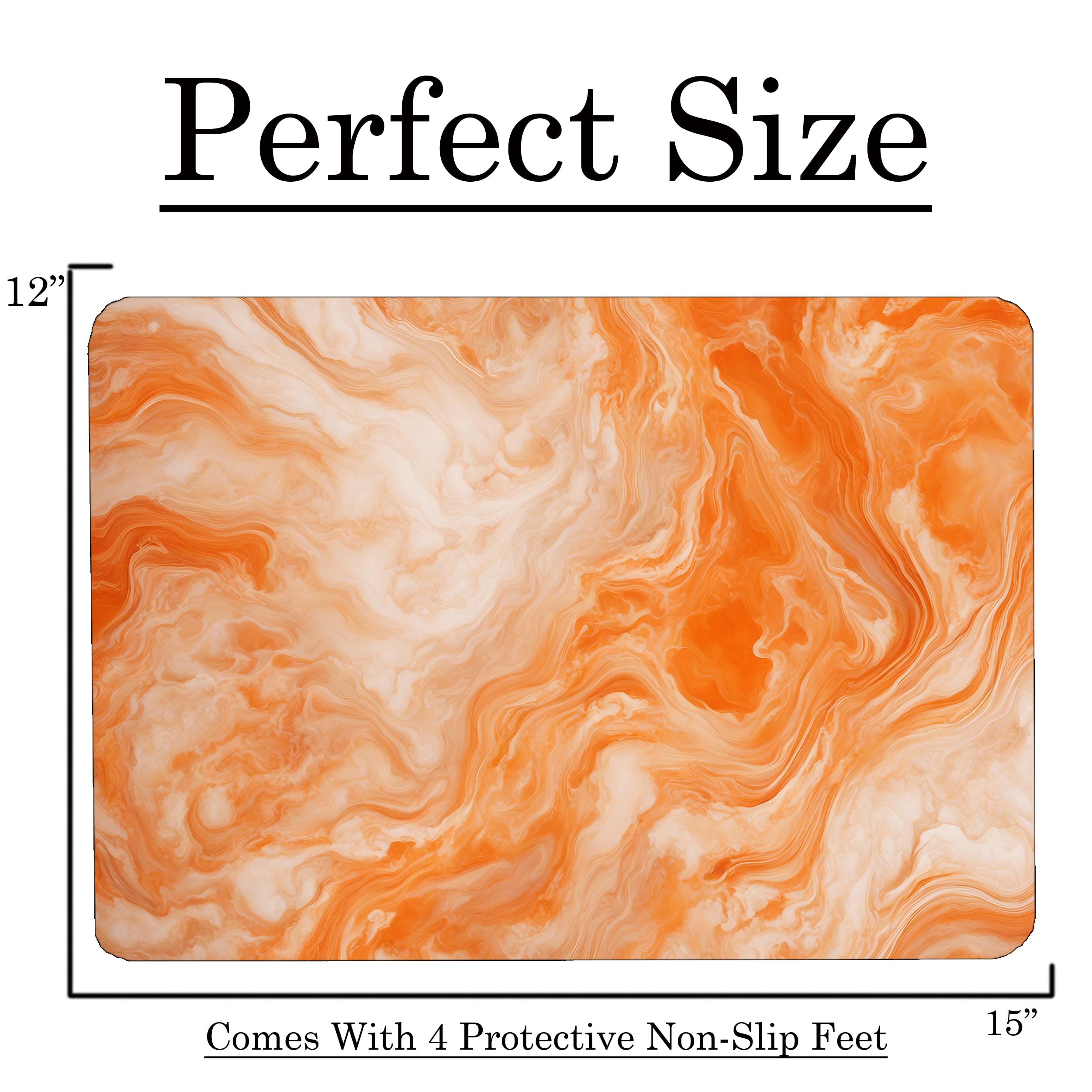Orange White Marble Kitchen Glass Cutting Board Ocean Decorative Gift Marbled Granite Stone Rock Gift For Her Mom Wife (Orange M