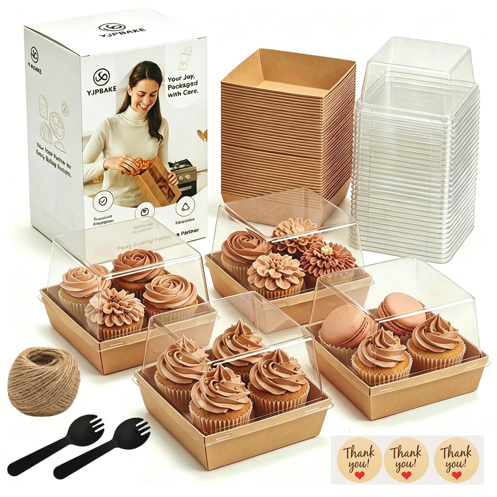YJPBAKE 25 Piece Small Deli Food Containers with Tall Clear Lids  Mini Paper Deli Tray, Disposable Food Containers with Lid, Sa