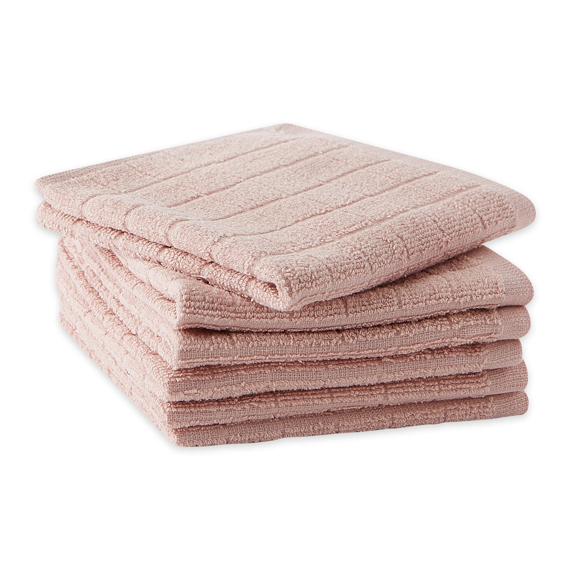 PALE MAUVE SOLID WINDOWPANE TERRY DISHCLOTH SET/6