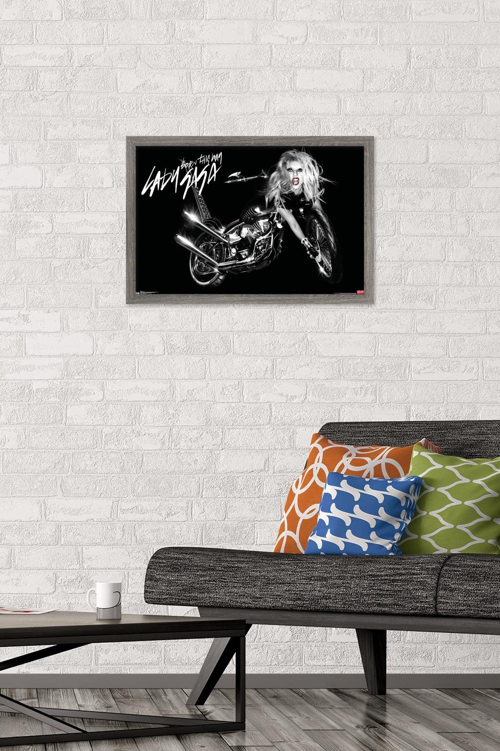 Trends International Lady Gaga - Cover Wall Poster, 14.725'' X 22.375'', Barnwood Framed Version