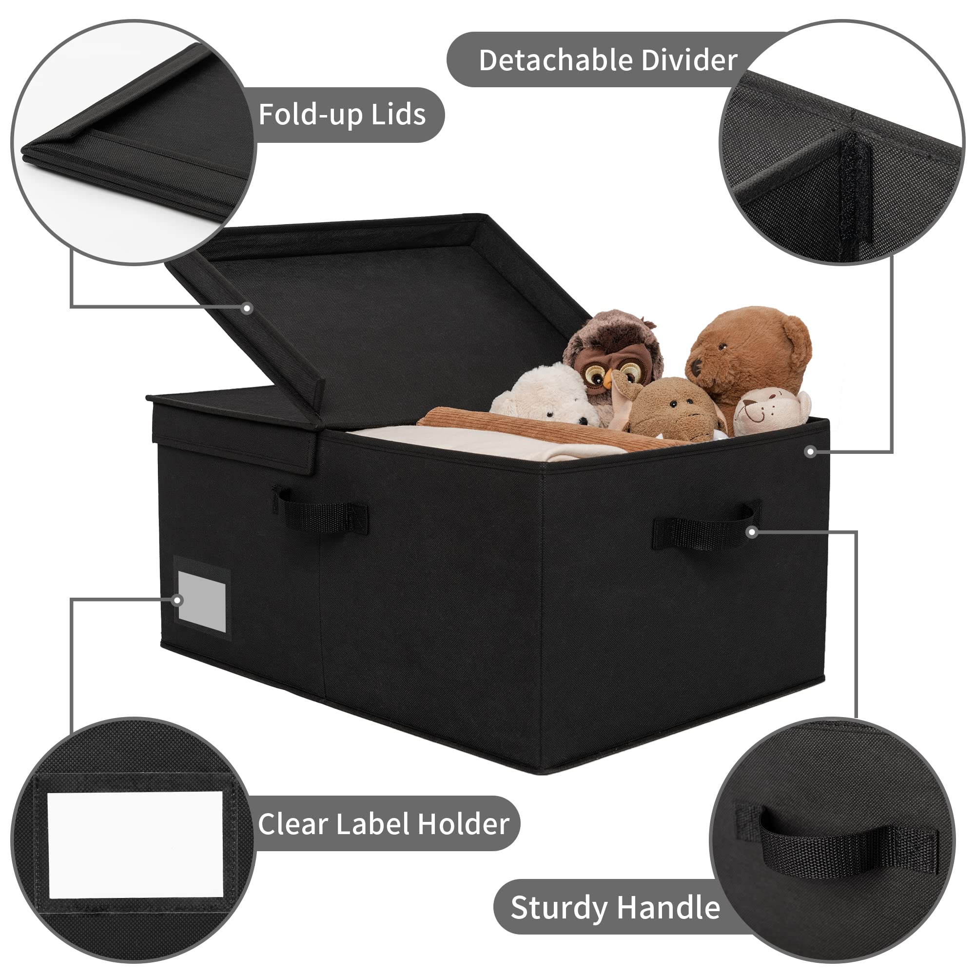 Granny Says Fabric Storage Bin With Lid, Linen Closet Organizers And Storage Baskets, Large Storage Box, Clothes Bins Storage Fo