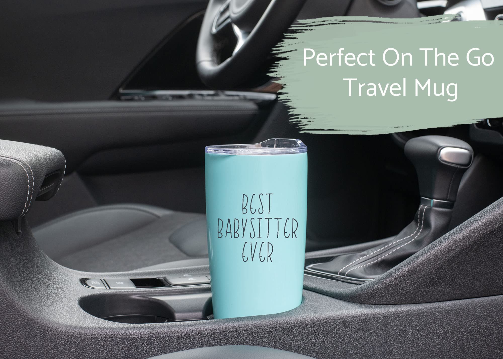 Elanze Designs Best Babysitter Ever Teal 20 Ounce Stainless Steel Travel Tumbler Mug Lid