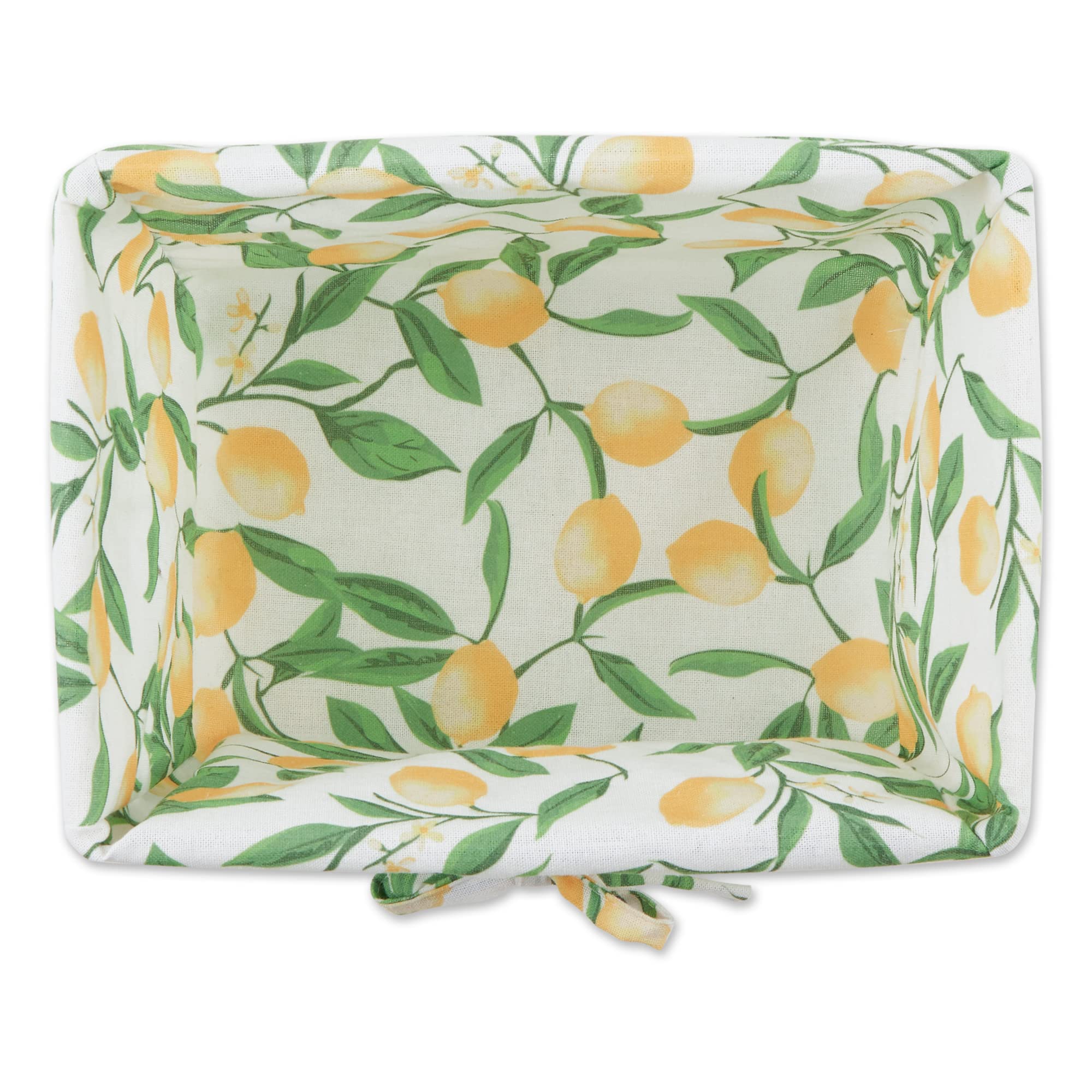 MEDIUM ANTIQUE WHITE CHICKEN WIRE LEMON PRINT LINER BASKET SET/2