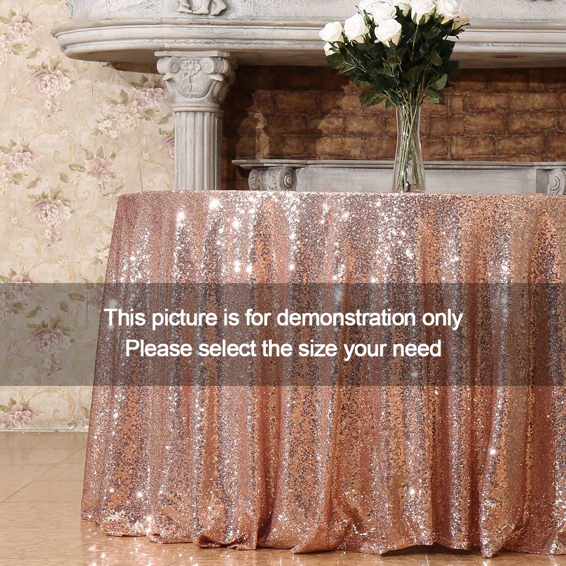 Poise3Ehome 72-Inch Round Rose Gold Sequin Tablecloth For Party Cake Dessert Table Exhibition Events