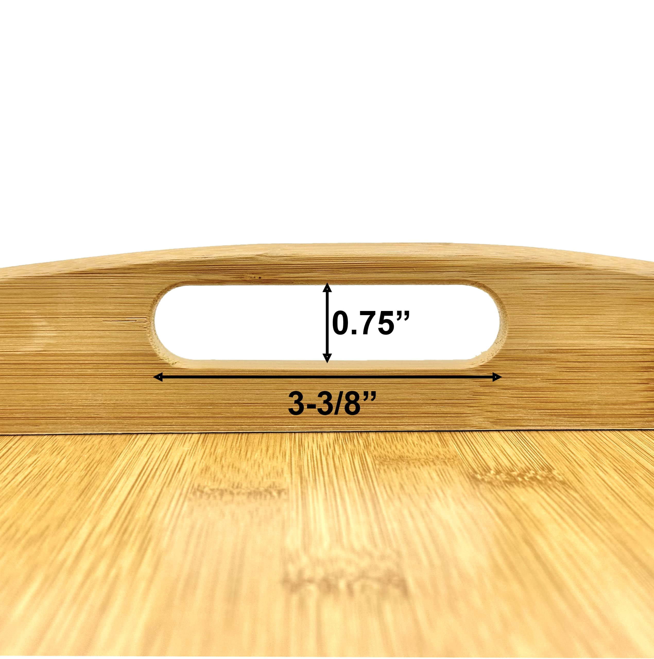 Bam & Boo Natural Bamboo Serving Tray Extra Large Rectangular With Handles For Food, Drinks, Storage, Decor, Vanity, Breakfast,