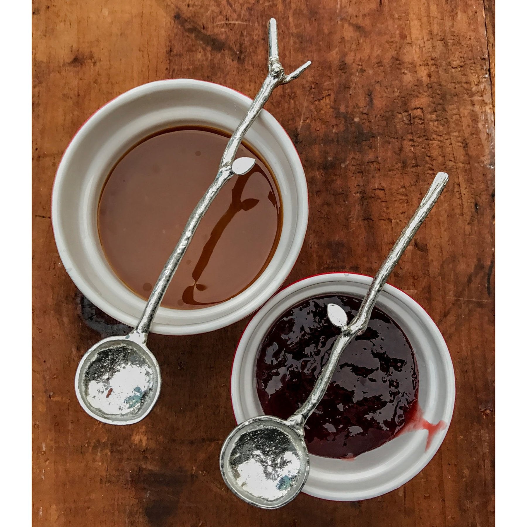 Crosby & Taylor Twig American Handmade Pewter Condiment/Iced Tea Spoons, Set Of 2