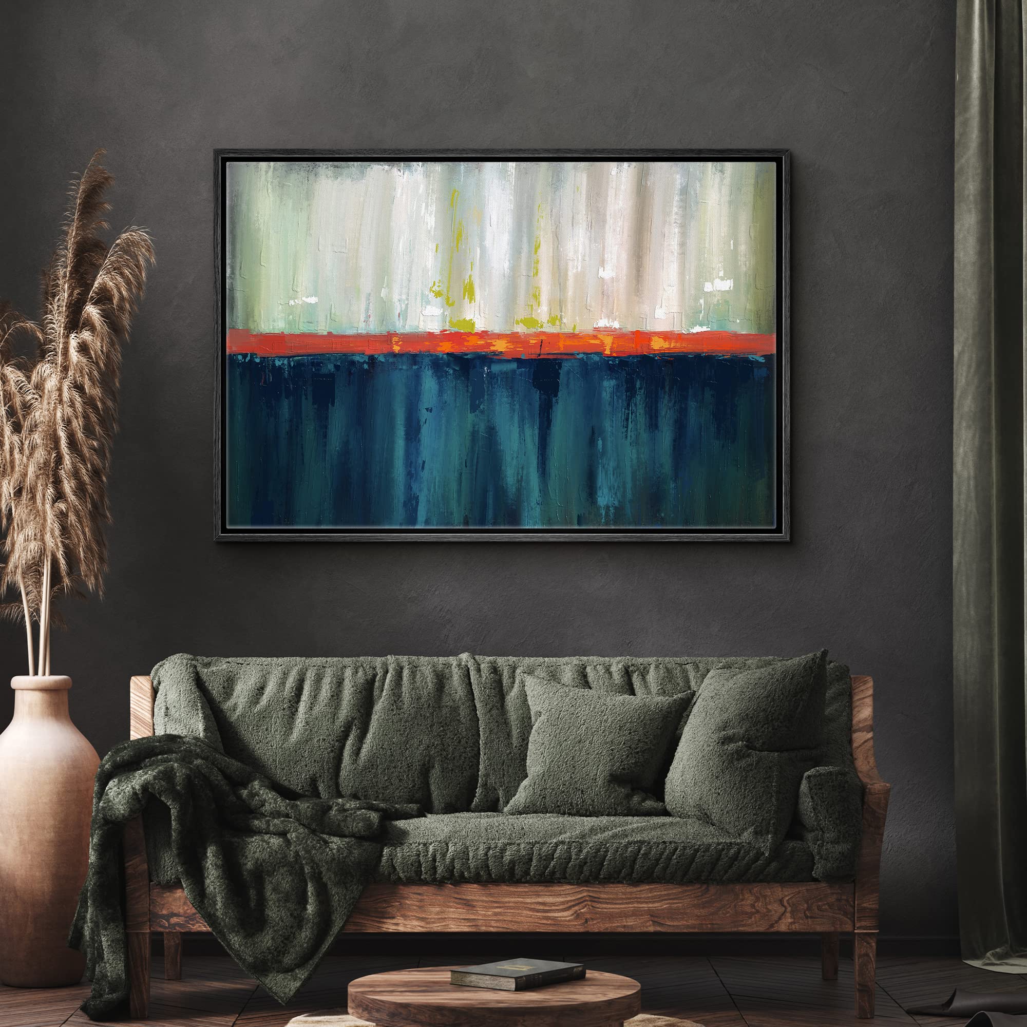 SIGNWIN Framed Canvas Wall Art Colorful Abstract Canvas Prints Home Artwork Decoration for Living Room Bedroom - 24''x36'' Black