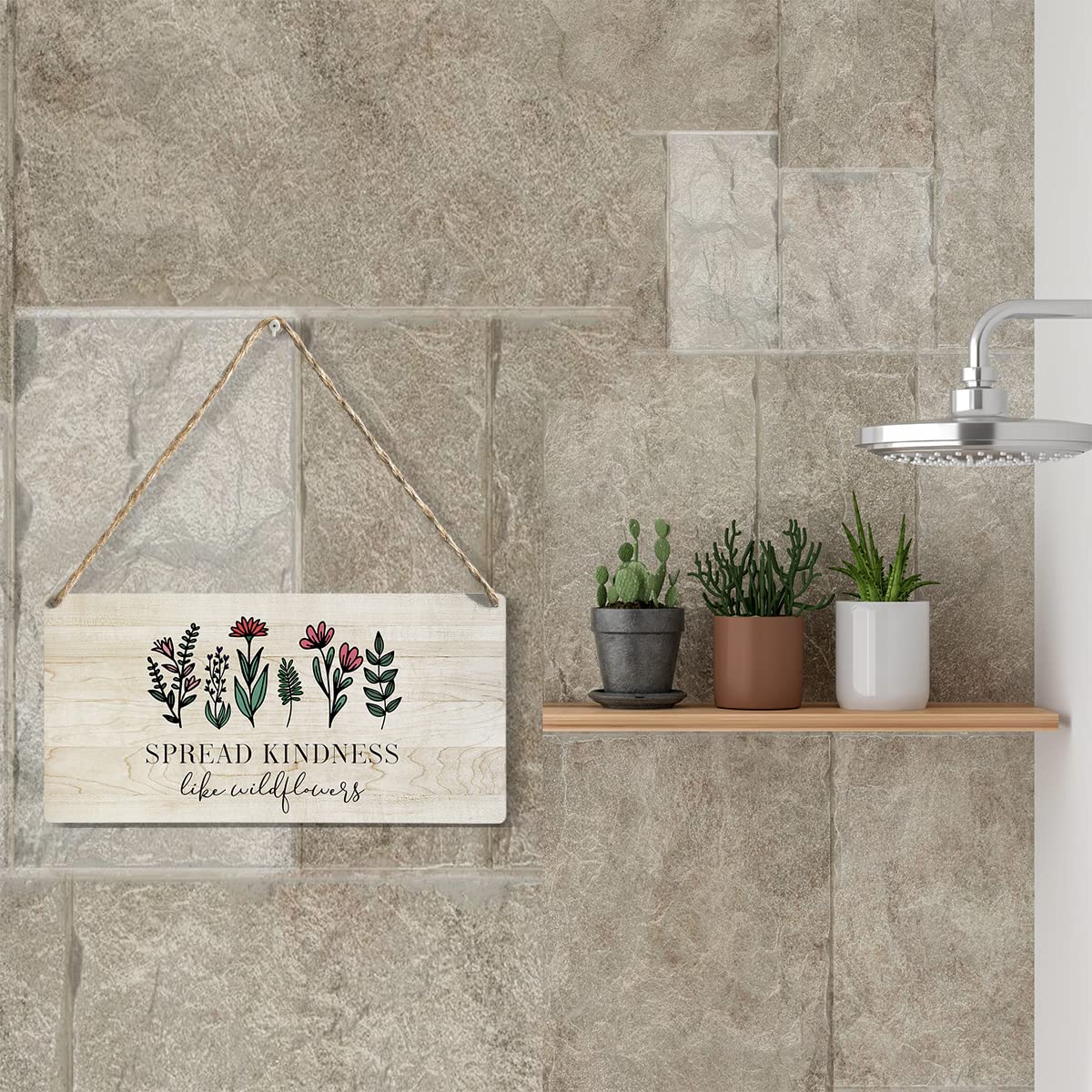 Spread Kindness Like Wildflowers Wooden Hanging Sign Inspirational Gifts for Women Birthday Gifts for Her Female Sign for Room H