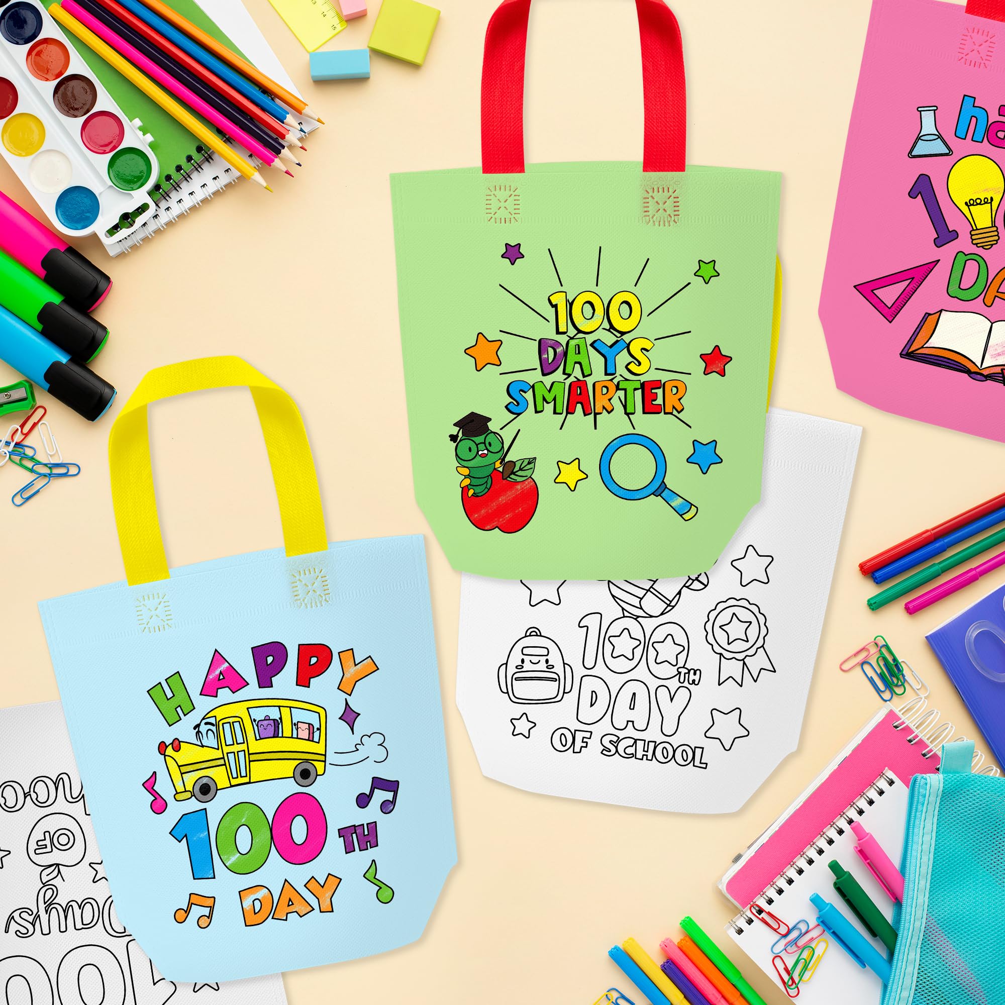 Valentine Coloring Goodie Bags For Kids - 24Pcs Dinosaur Bulk Color Your Own Gift Bags With Handle Valentine'S Day Reusable Colo