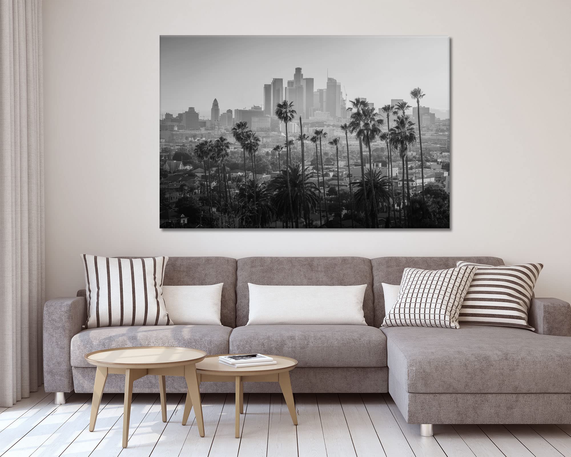 Los Angeles Wall Art Black And White City Framed Canvas Wall Decor For Home Living Room Office Poster California Skyline Picture