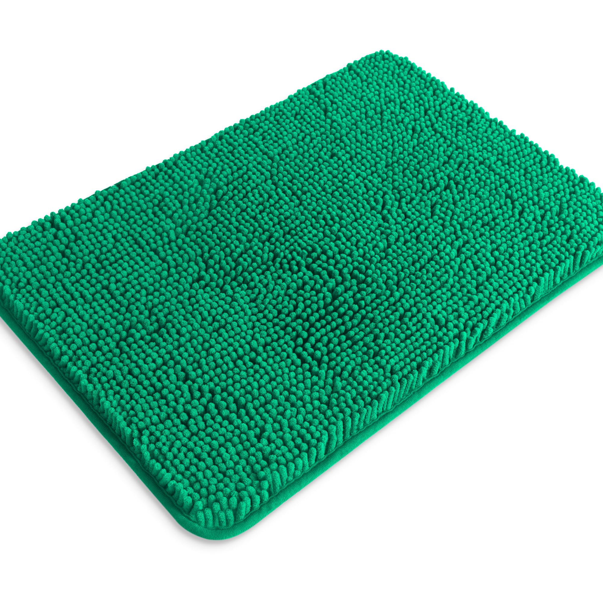 Pureswan Emerald Green Bathroom Rugs - Absorbent And Washable Bath Mat, Non-Slip, Thick Soft Chenille Bath Rugs For Bathroom Flo