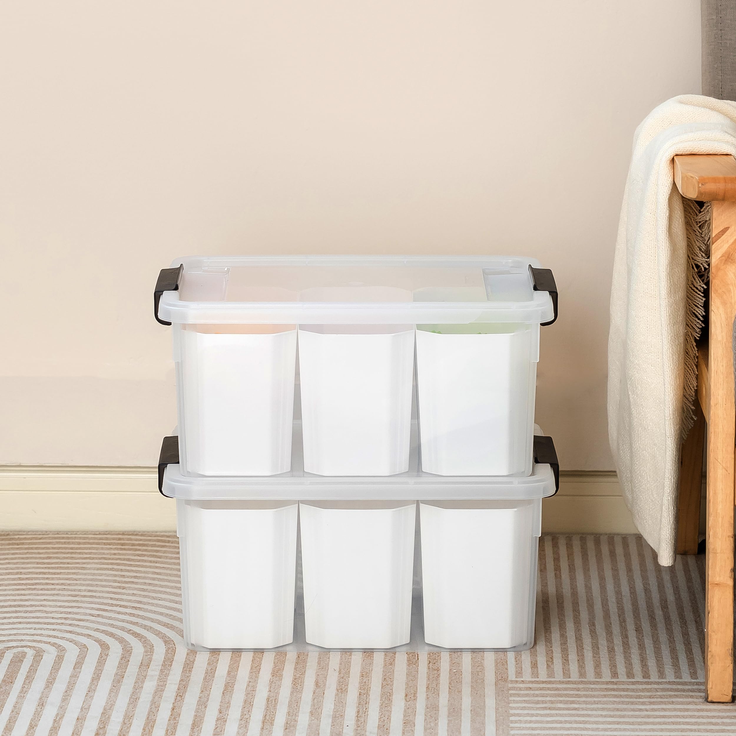 Citylife 17 Qt Plastic Storage Bins Clear Storage Box With Lids Multipurpose Stackable Storage Containers For Organizing Tool, C