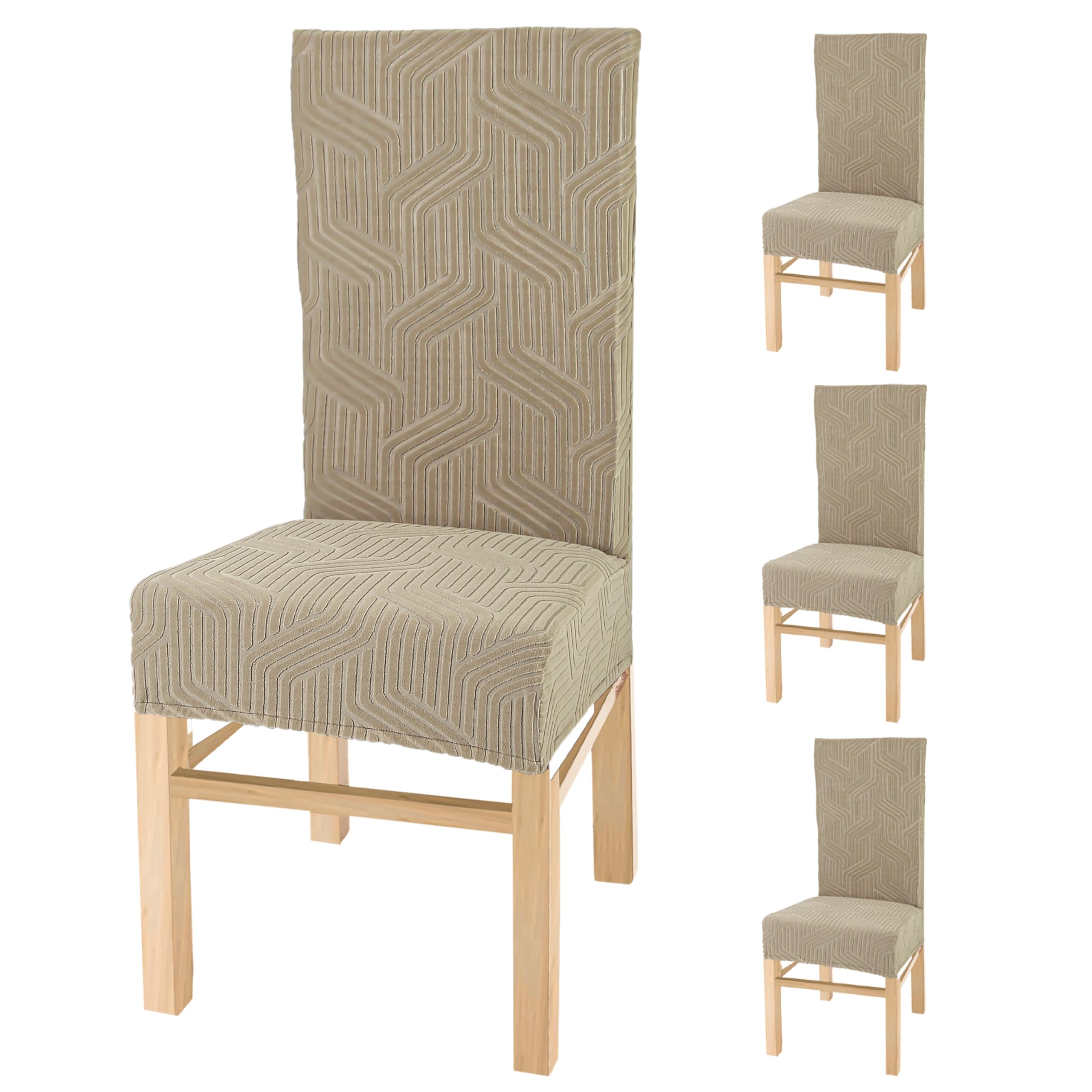Yellow Weaves Elastic Stretchable Dining Chair Covers, Removable Washable Elastic Self Jacquard Dining Chair Covers (Set Of 4, C
