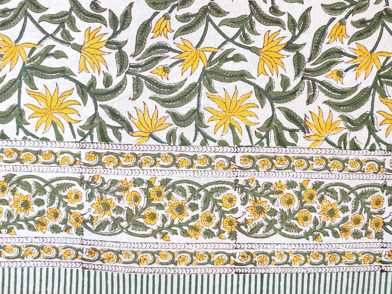 ATOSII Noor 100% Cotton Boho Square Tablecloth, Handblock Floral Print Linen Table Cloth for Dining Table I Tabletop I Parties