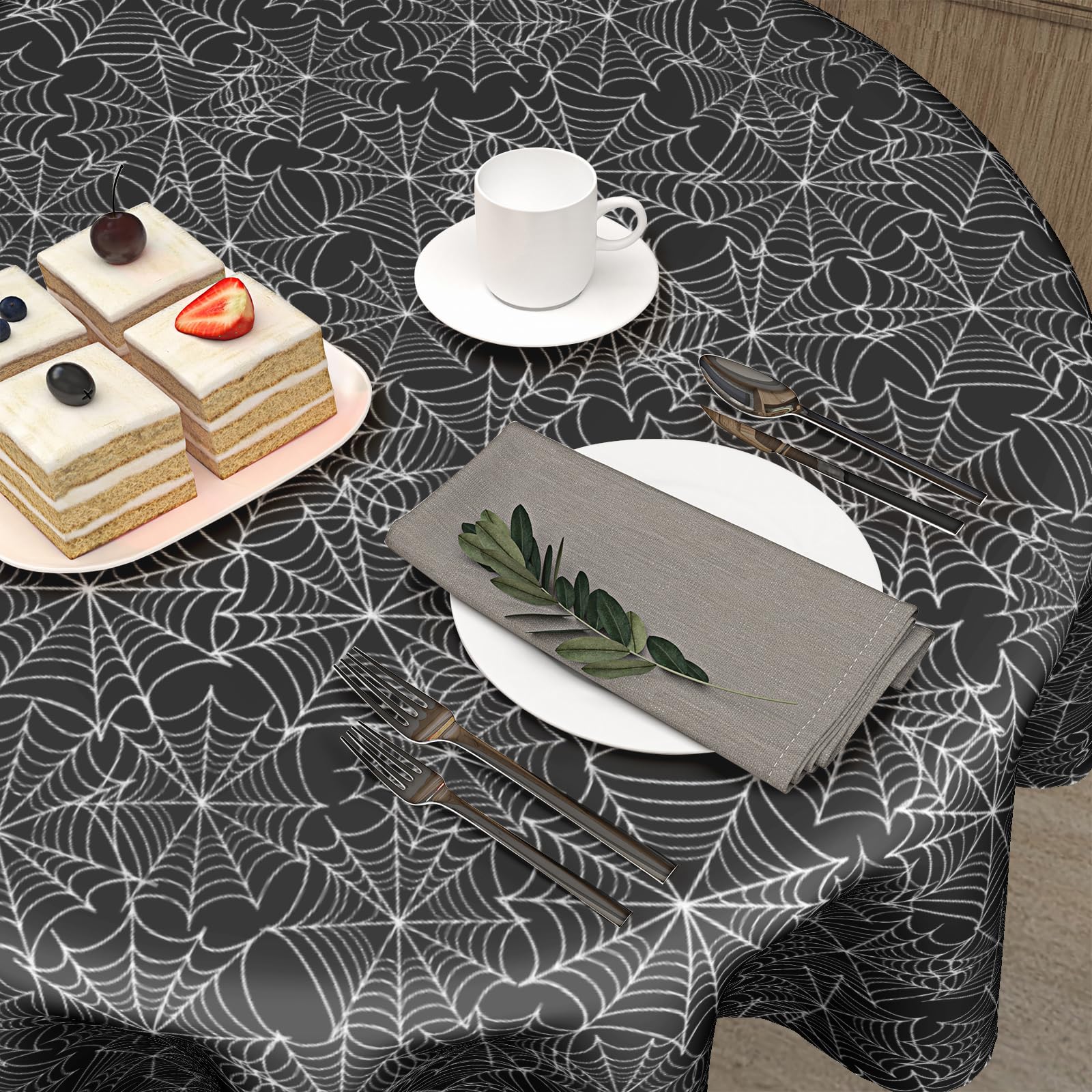 Halloween Tablecloth Round 60 Inch Halloween Black Spider Web Table Cloth Halloween Haunted House Table Decorations Halloween Ho