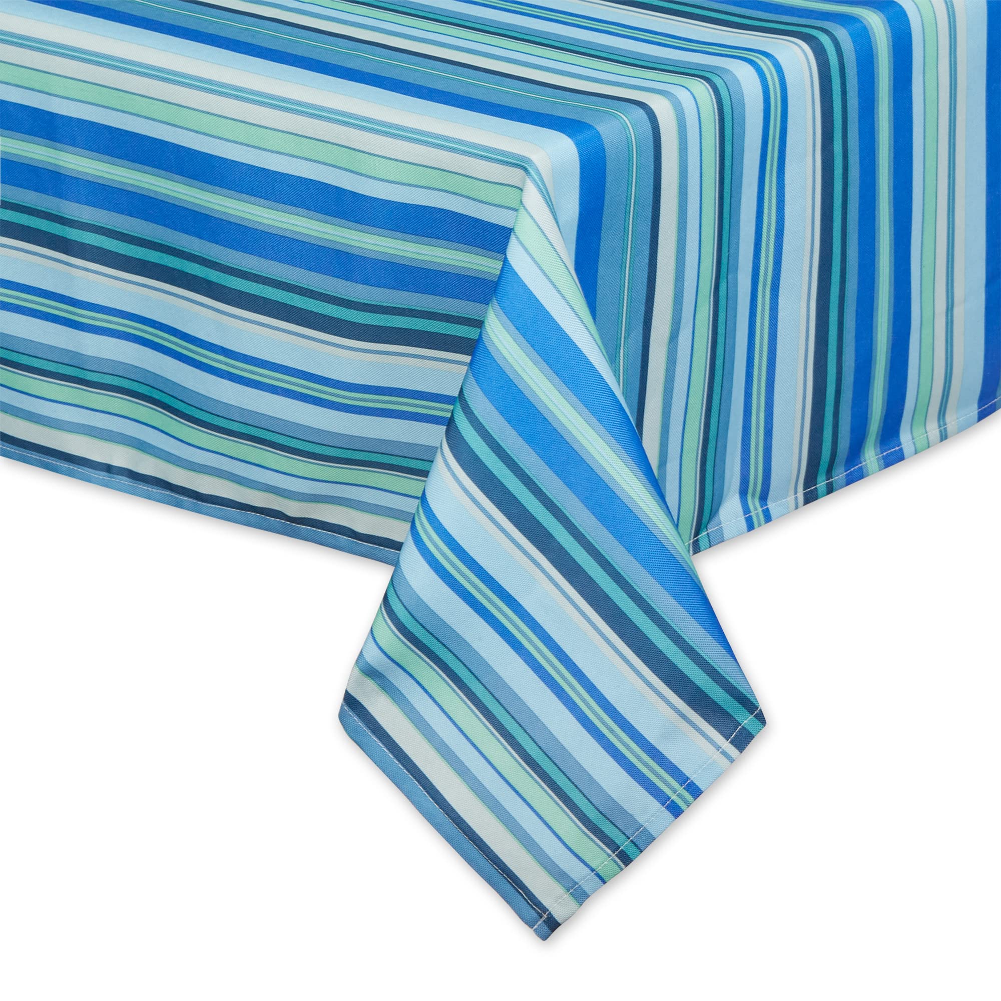 Blue Ocean Stripe Print Outdoor Tablecloth With Zipper 60X120