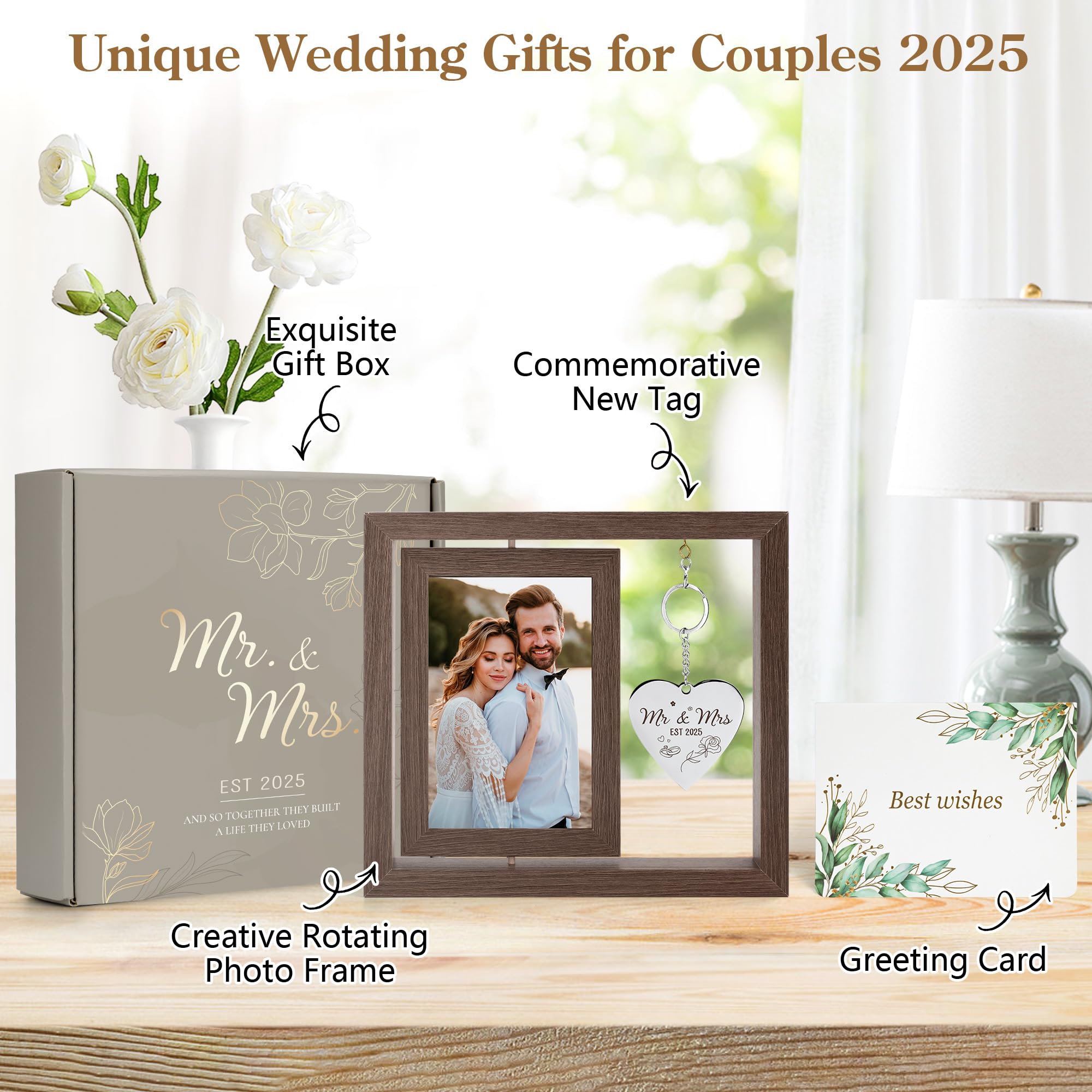 HELORAY Wedding Gifts for Couples Personalized Wedding Gifts for Newlyweds Gift Wedding Picture Frame Mr and Mrs Wedding Present