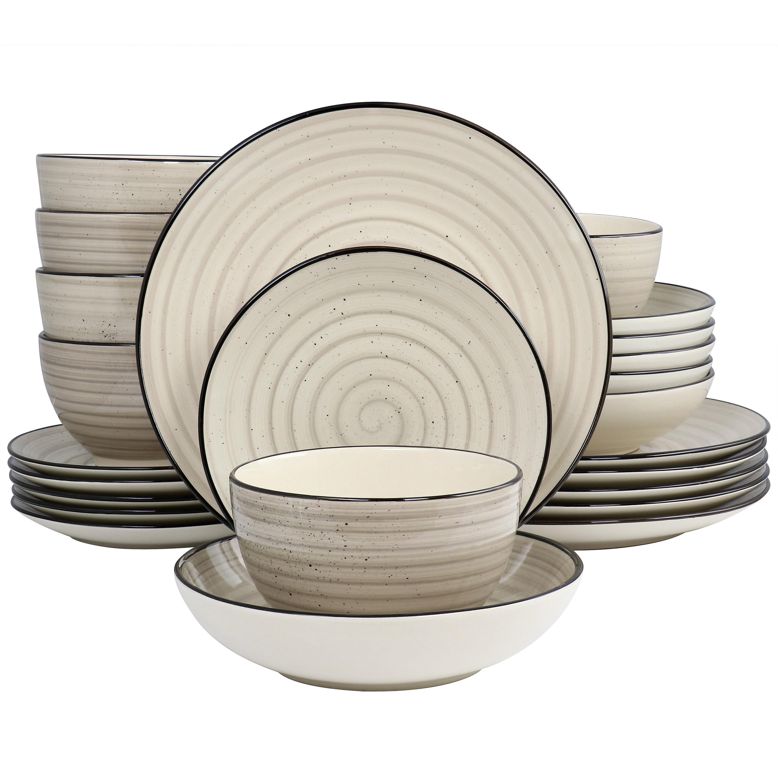 Elama Gia 24 Piece Stoneware Dinnerware Set (Cream)
