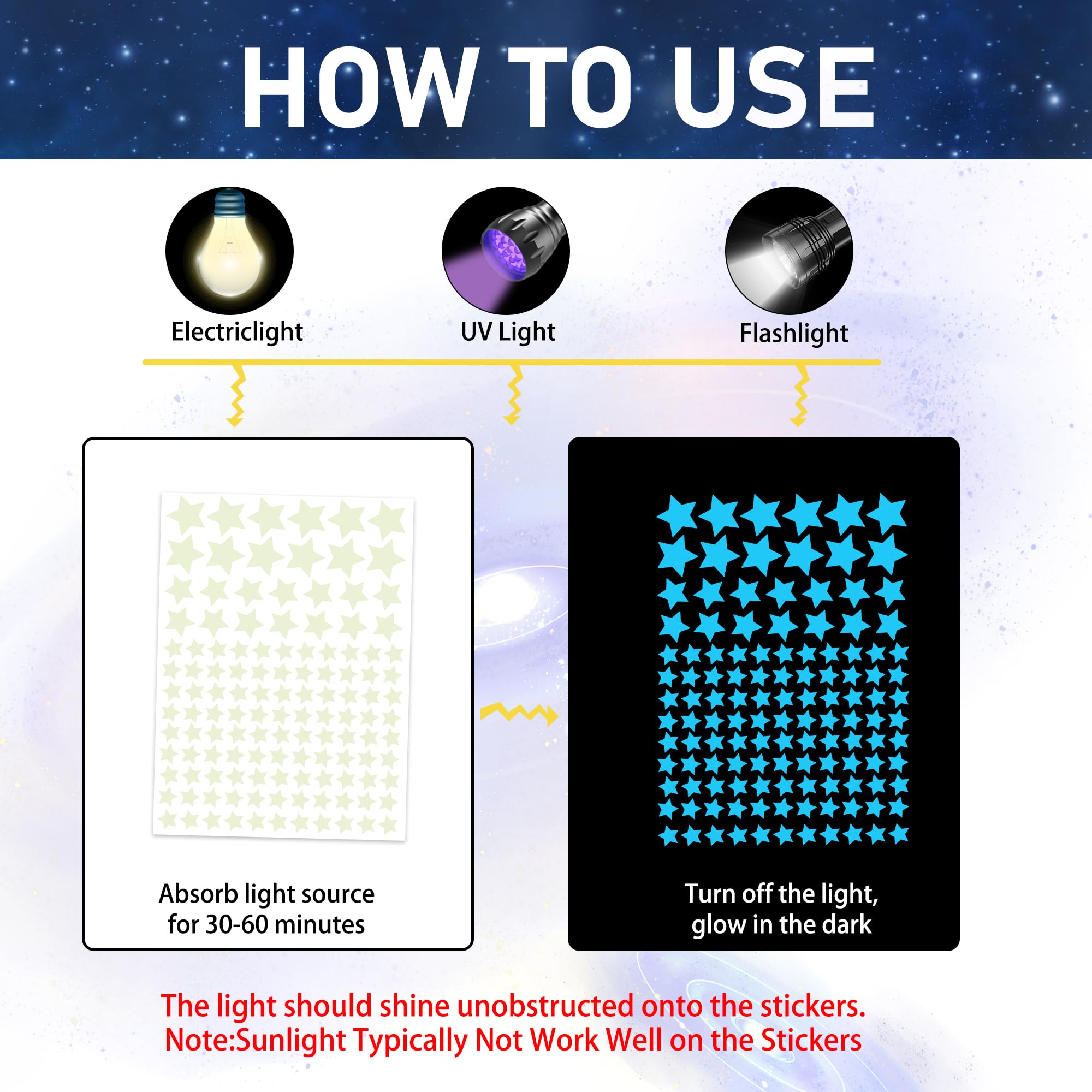 421Pcs Glow In The Dark Stars Ceiling Stars Glow In The Dark Space Planet Universe Galaxy Wall Decals Ultra Glow In The Dark Wal