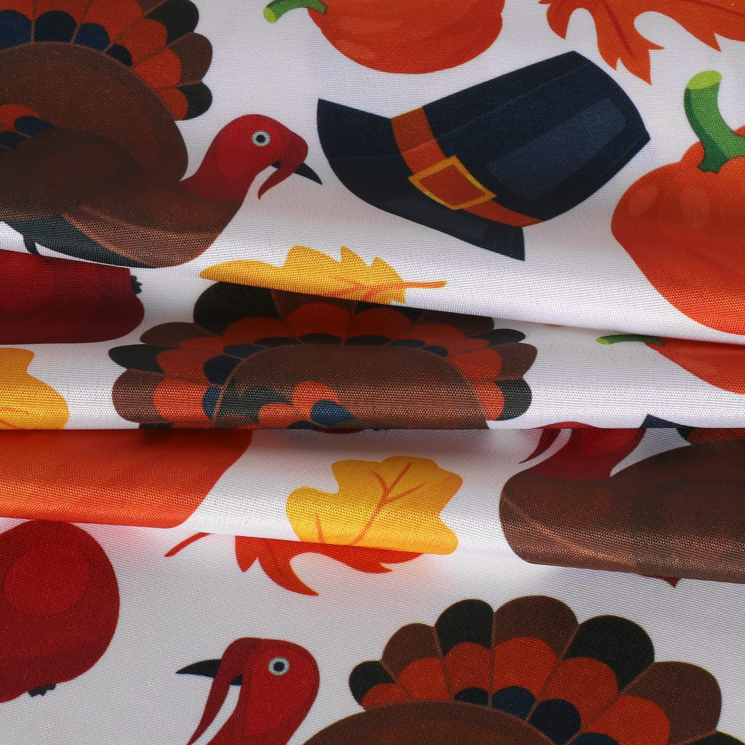 LUSHVIDA Rectangle Fall Tablecloth 60x84 inch Pumpkins & Turkeys- Washable Wrinkle Resistant Thanksgiving Tablecloth for Fall/Ha