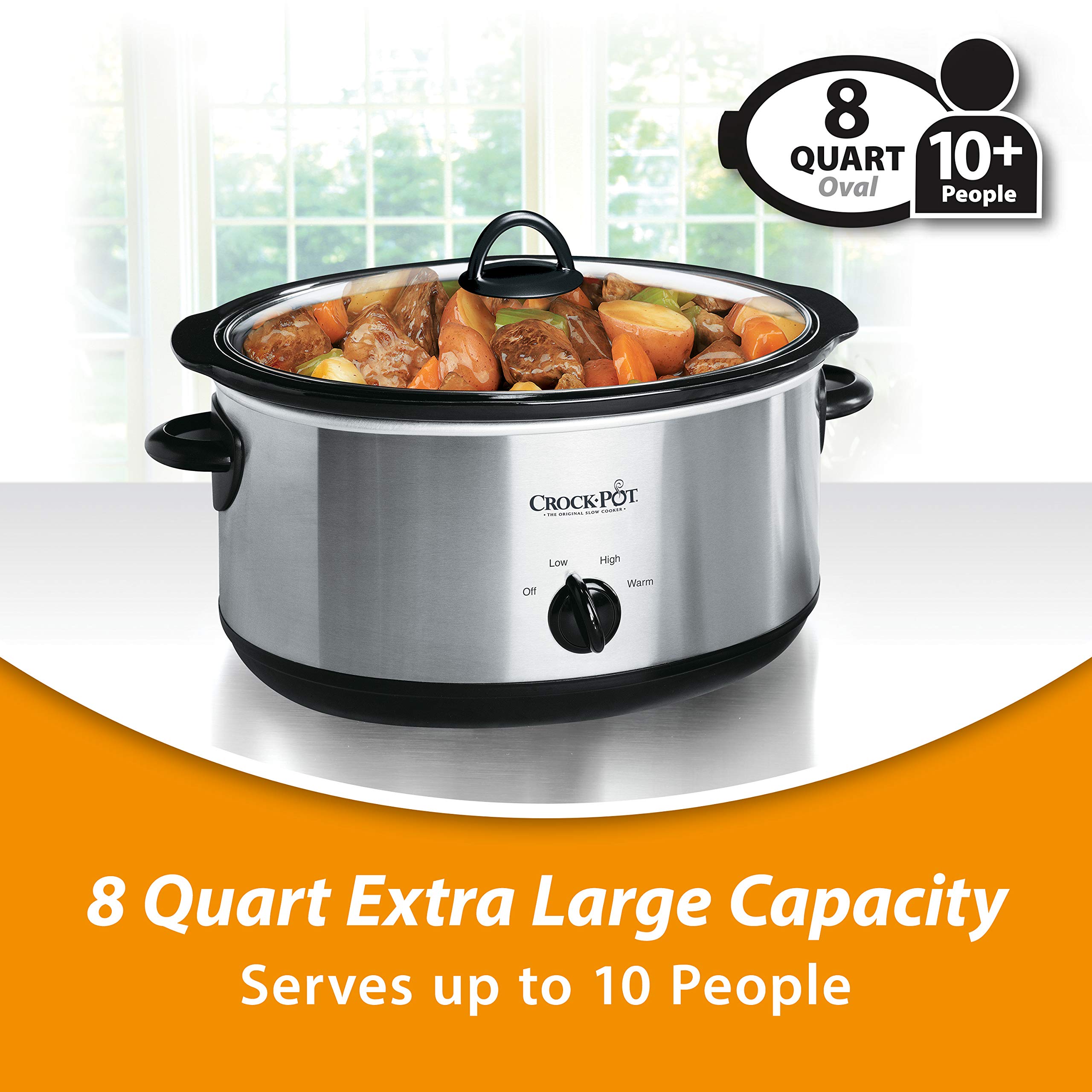Crockpot Manual 8-Quart Slow Cooker, Stainless Steel