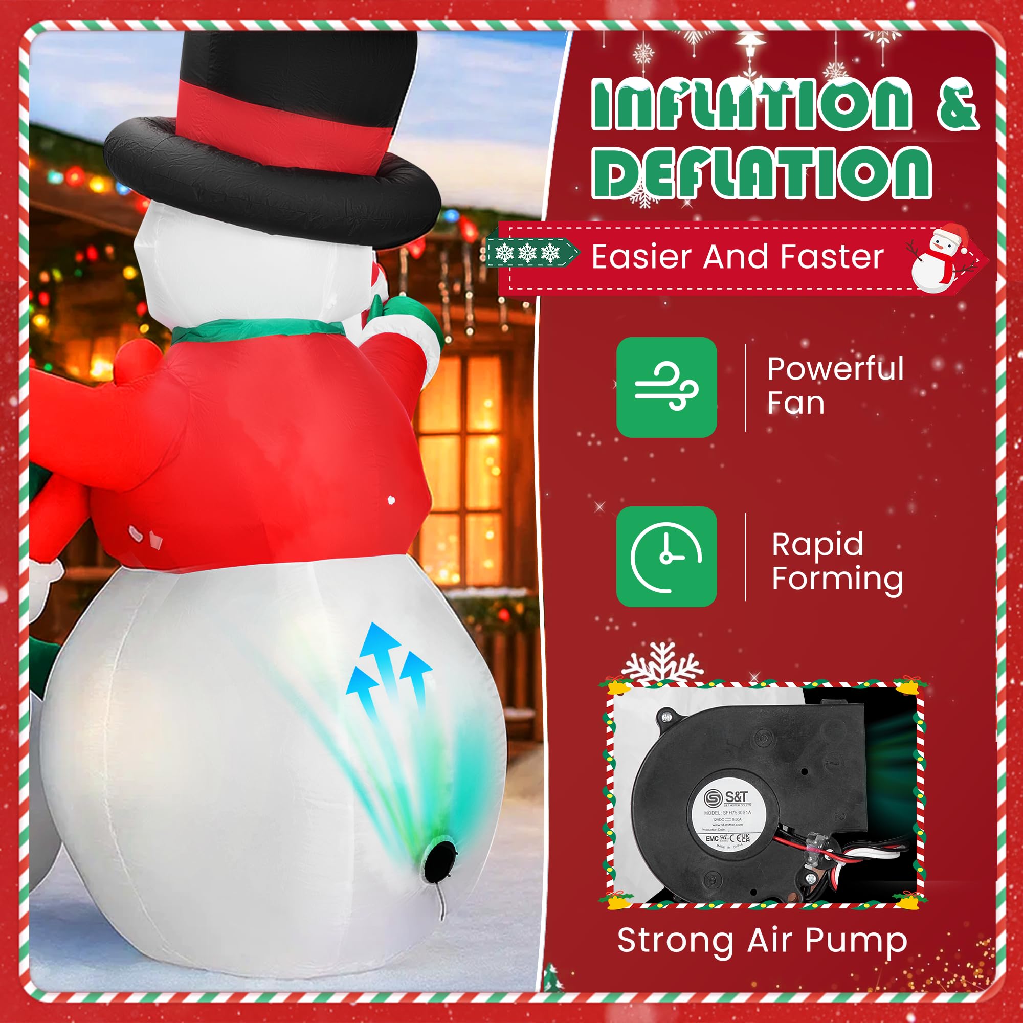 VIVOHOME 6FT Christmas Inflatable Outdoor Decoration, Snowman Family, Navidad Blow Up Yard Decor with Built-in LED Light for Law
