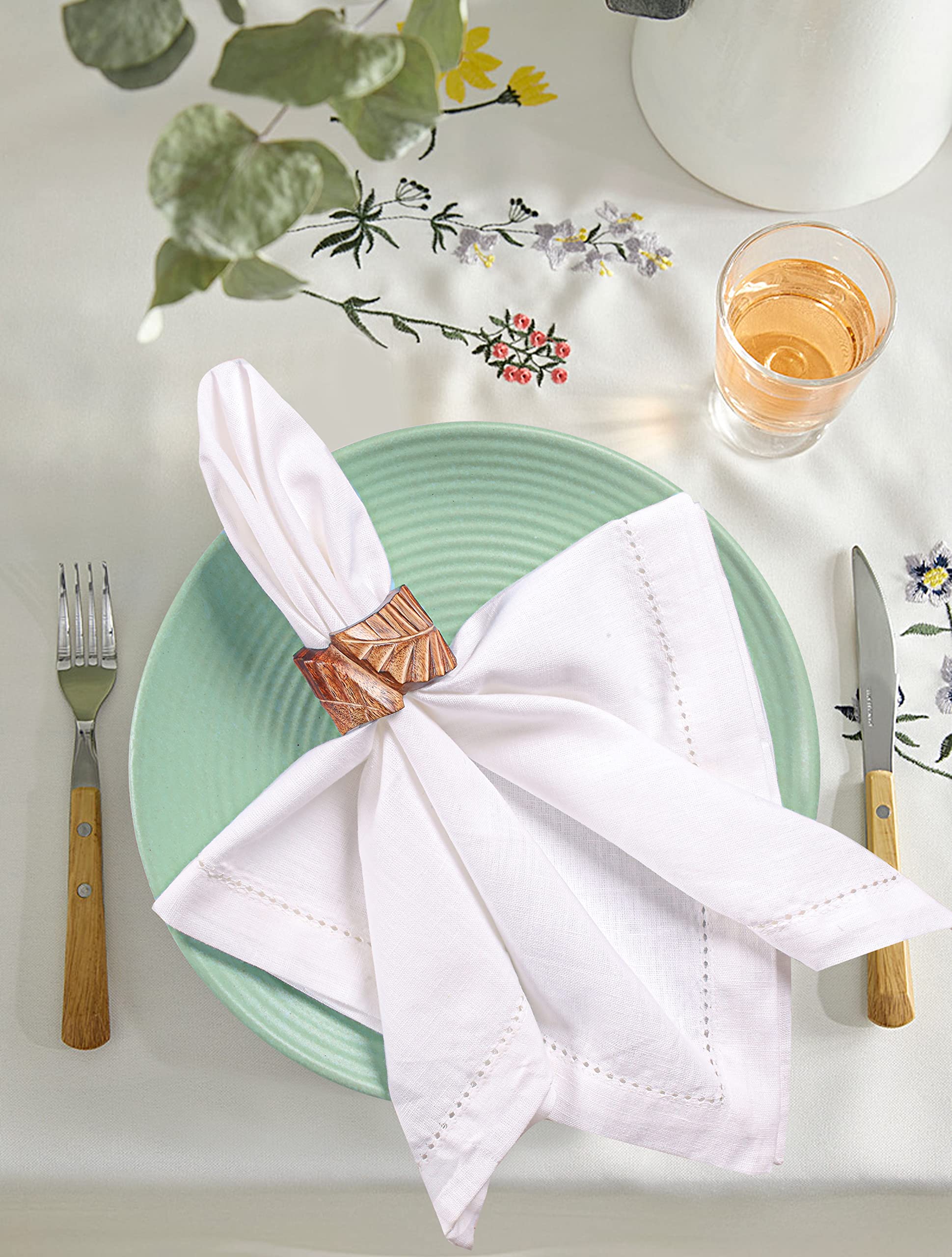 12-Pack Hemstitched Dinner Napkins Oversized 20X20 - Cotton Fabric Tailored With Mitered Corner - Ideal For Events And Regular U
