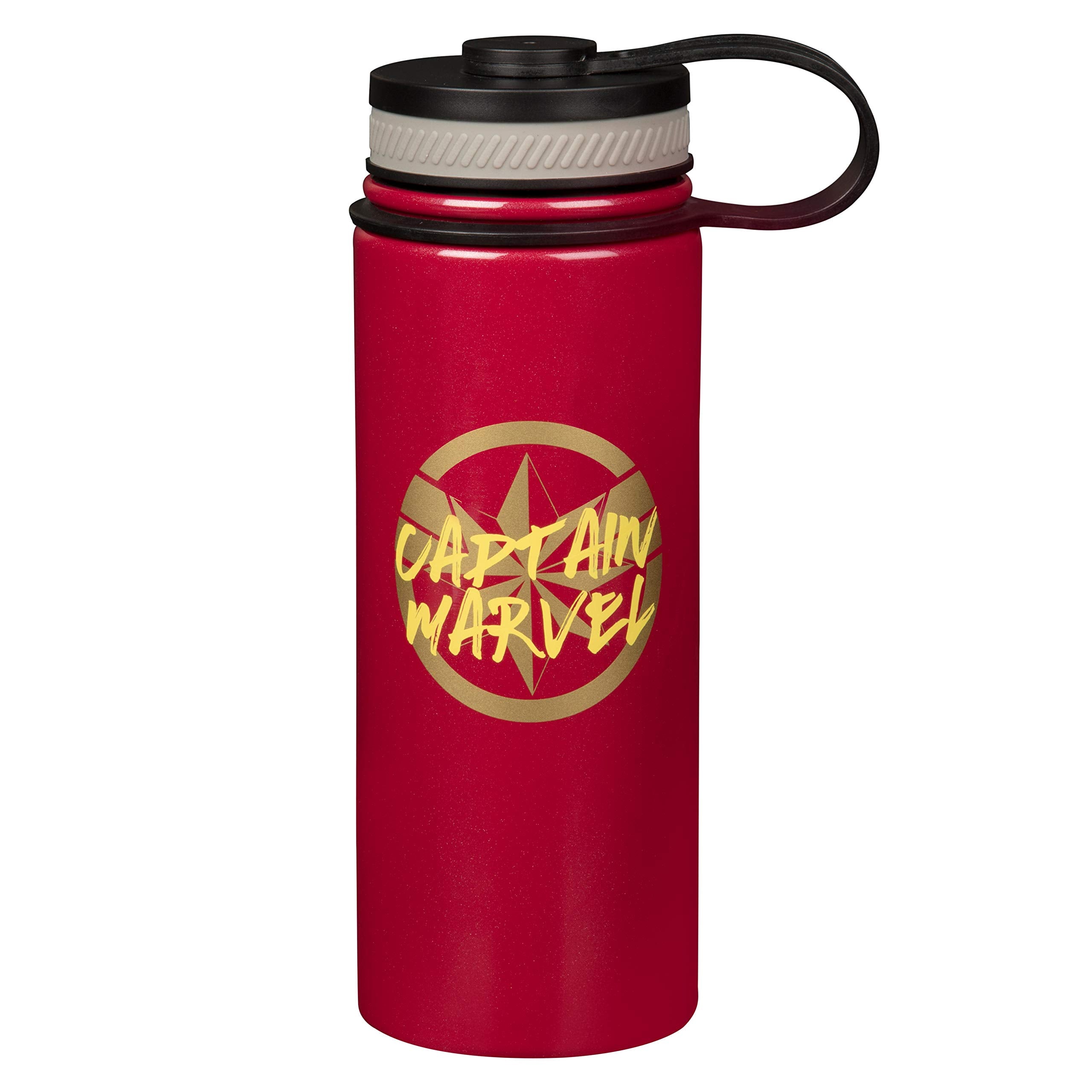 Avengers Captain Marvel Stainless Steel Water Bottle, 18oz  Insulated Thermos Togo Travel Bottle for School, Sports, Gym, Coff